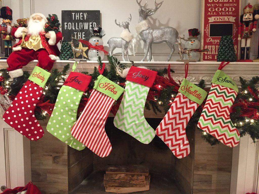 Canvas Christmas Stockings. Santa Stocking Stuffers. Blank Christmas