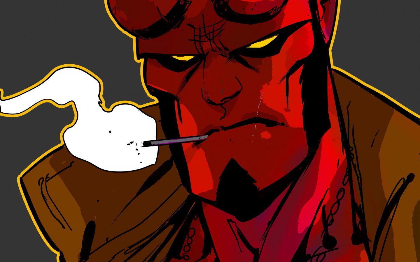Download 1440x900 Wallpaper Hellboy, Smoking, Red Face, Widescreen
