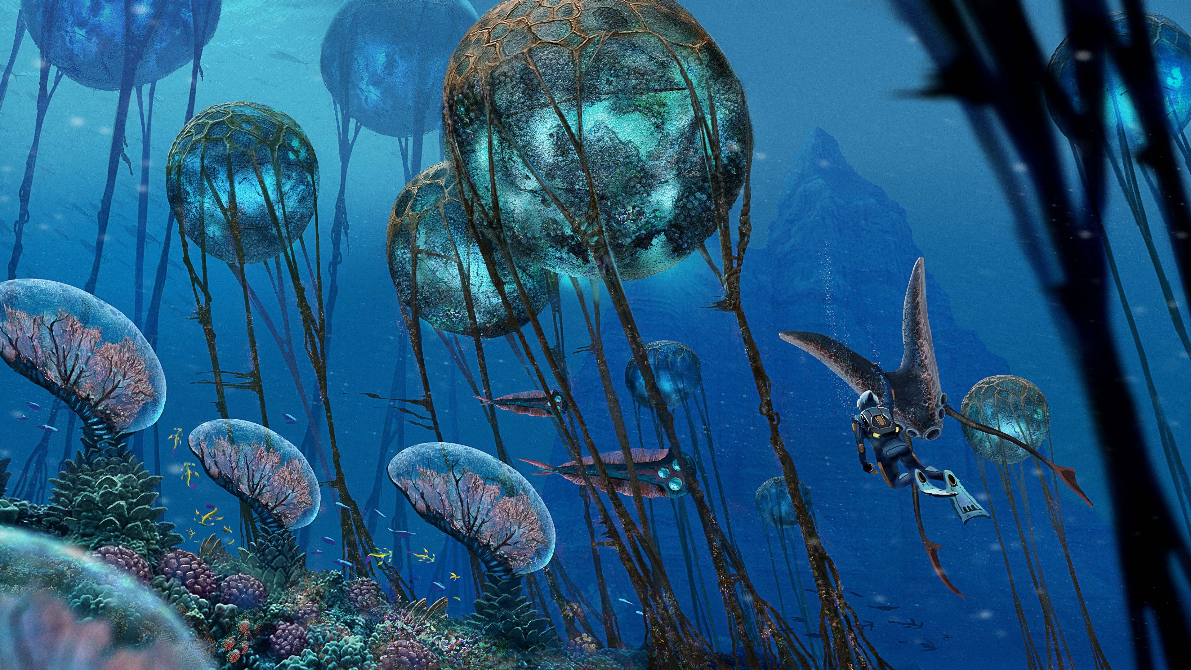 Wallpaper Subnautica, screenshot, underwater, 4k, Games