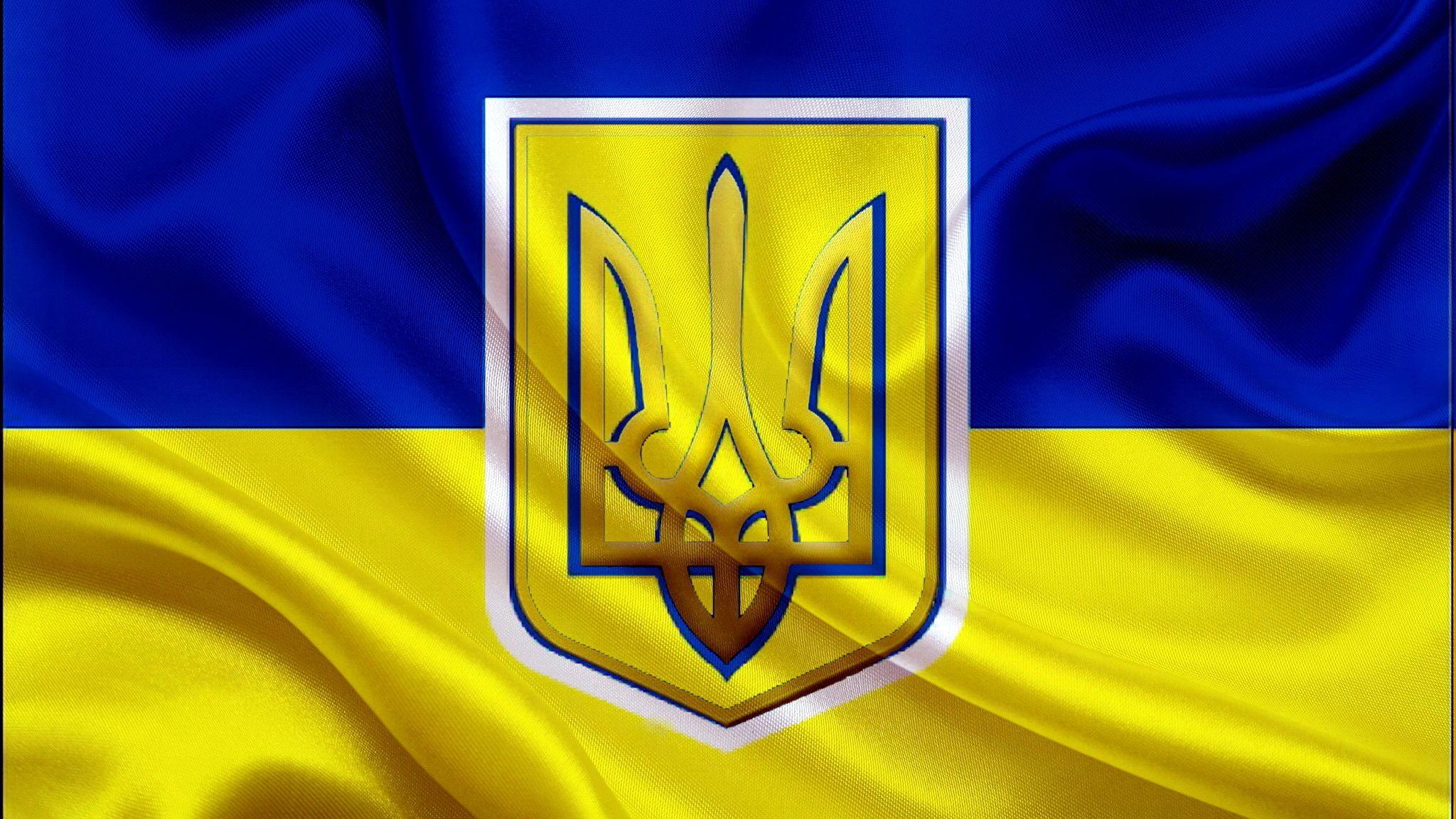 Photo Ukraine Coat of arms Flag Stripes 2048x1152