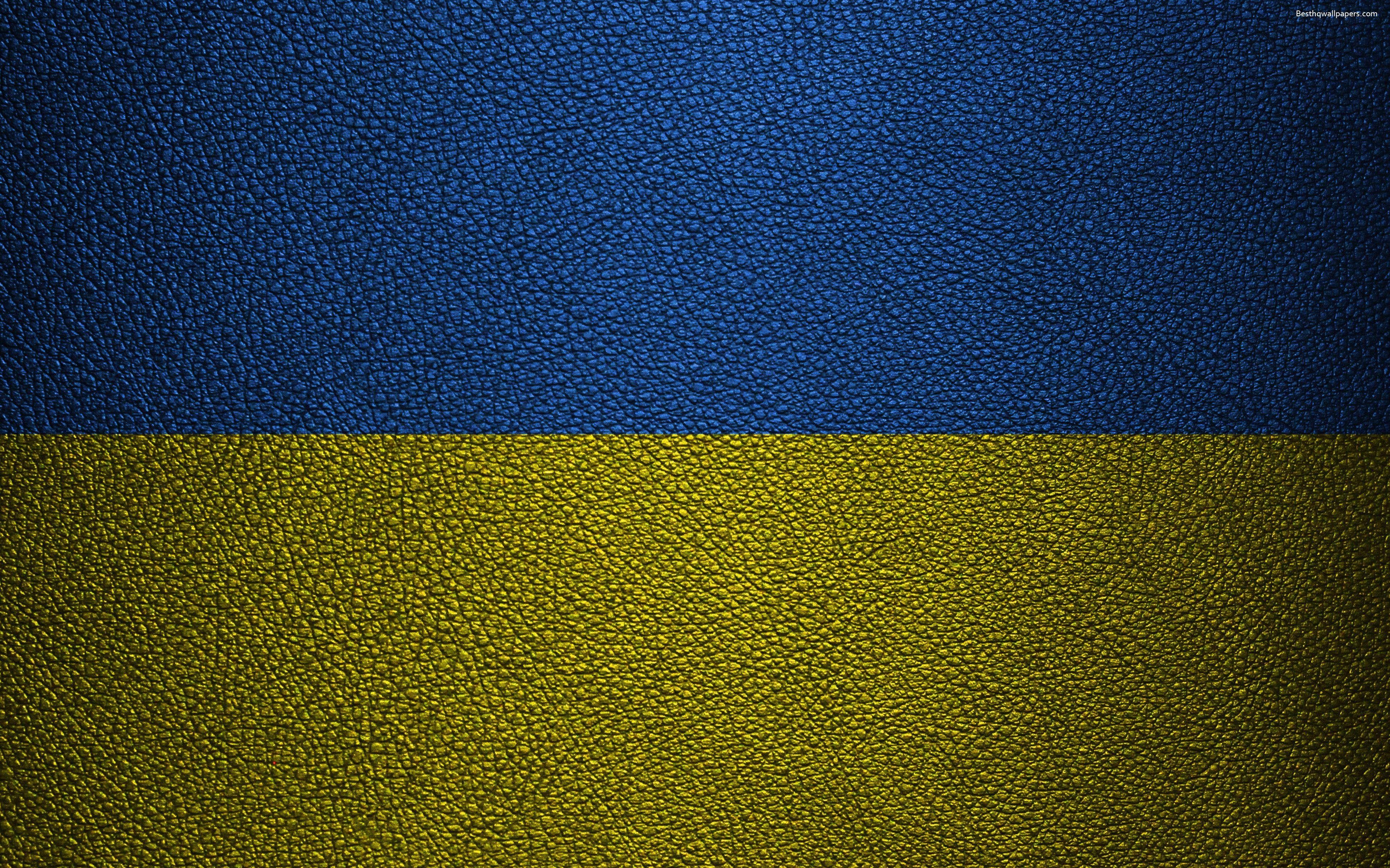 Download wallpaper Flag of Ukraine, 4k, leather texture, Ukrainian