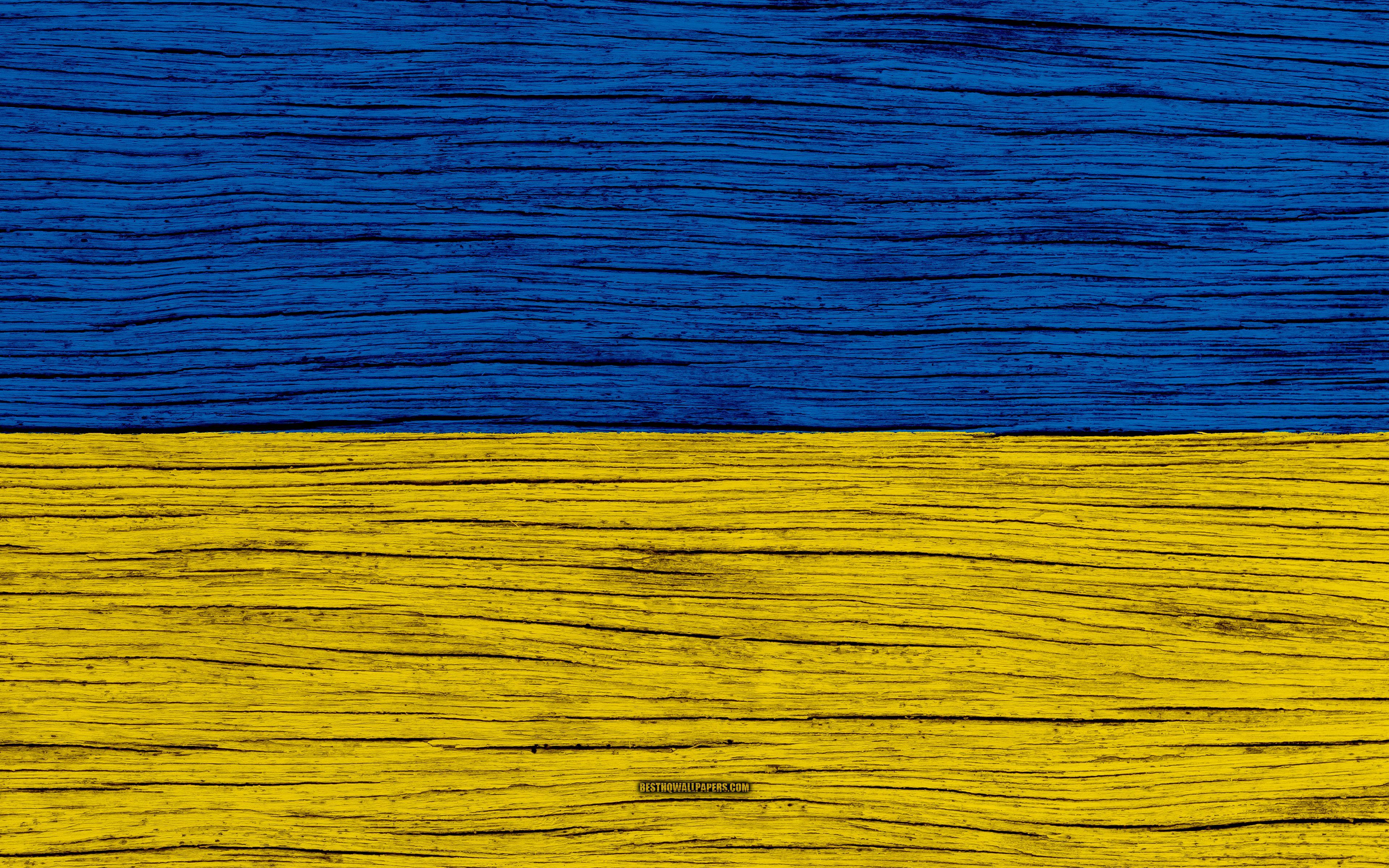 Download wallpaper Flag of Ukraine, 4k, Europe, wooden texture