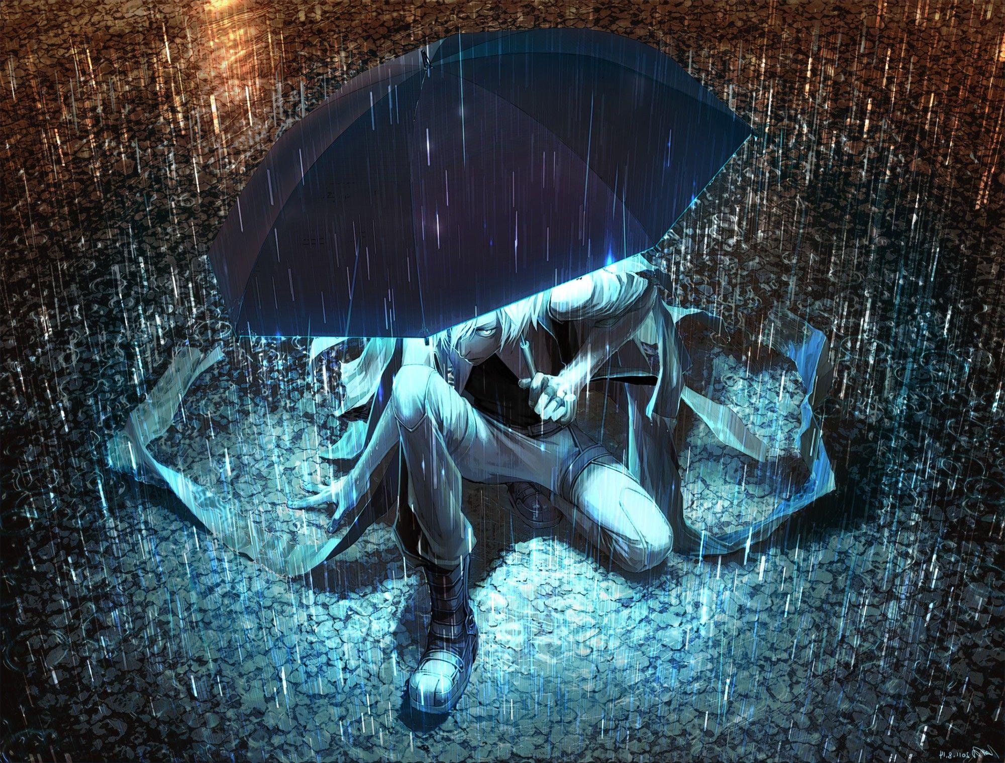 umbrella anime rain wallpaper and background