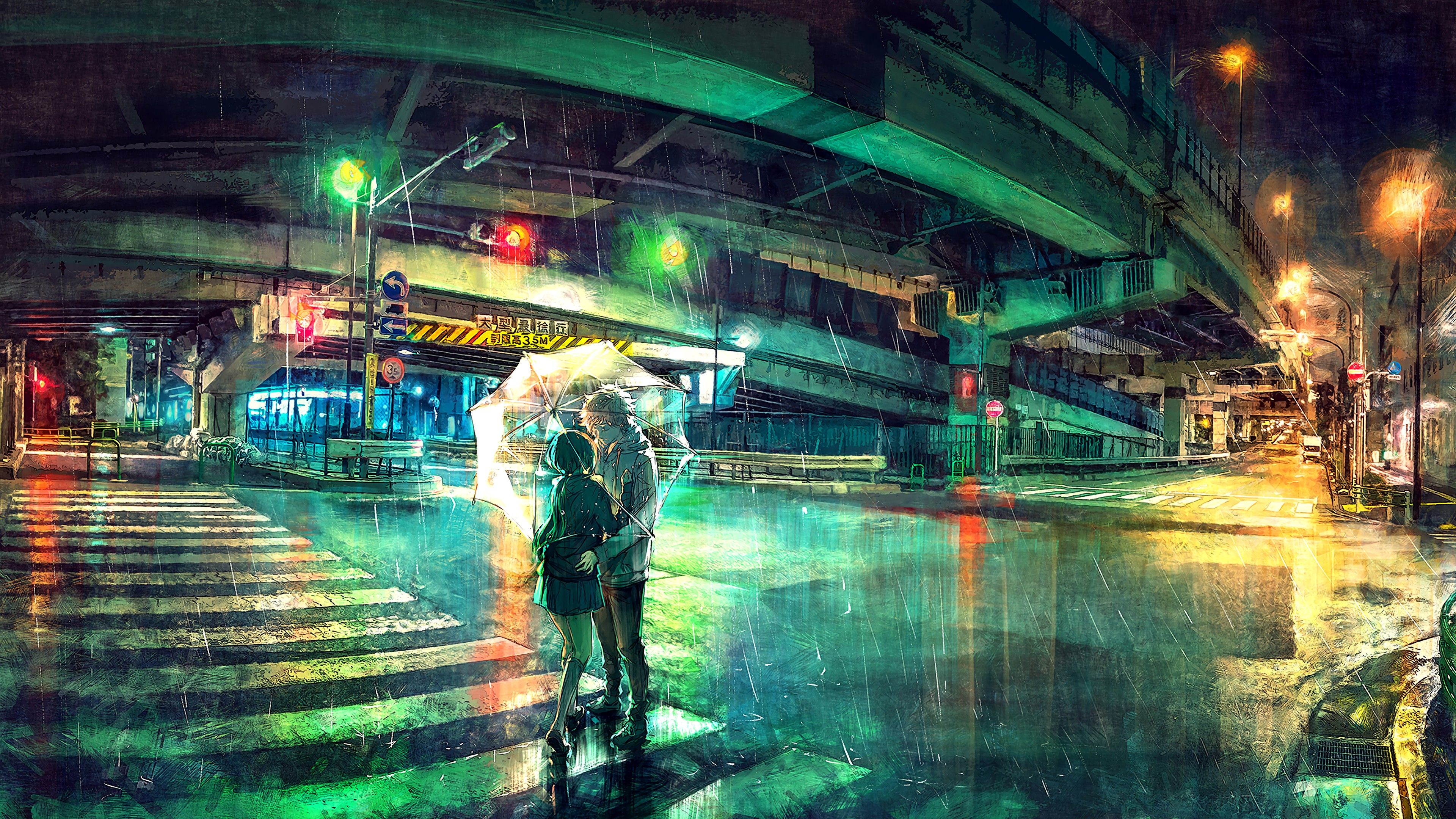 couple kissing in rain Studio Ghibli, Anime Key Visual, by Makoto Shinkai,  Deep Color, Intricate, 8k resolution concept art, Natural Lightin... - AI  Generated Artwork - NightCafe Creator