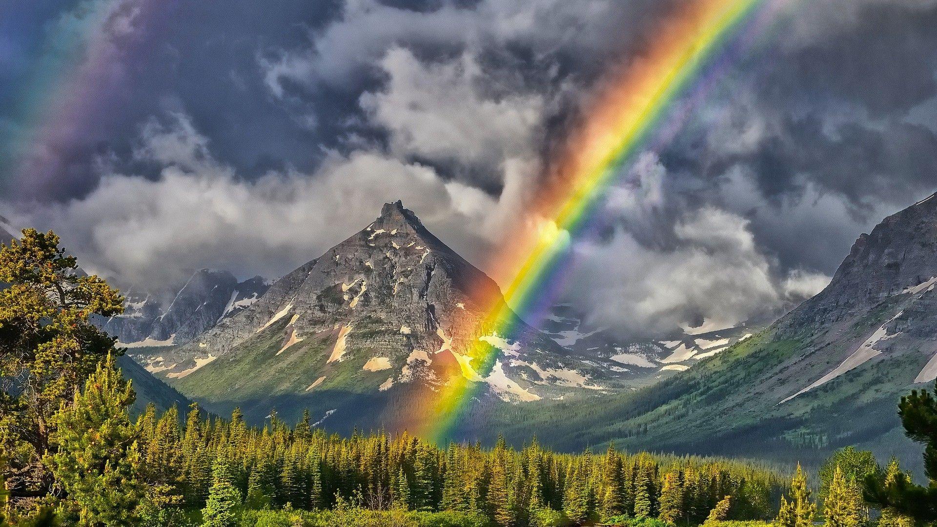 Mountains nature rainbows wallpaper. PC