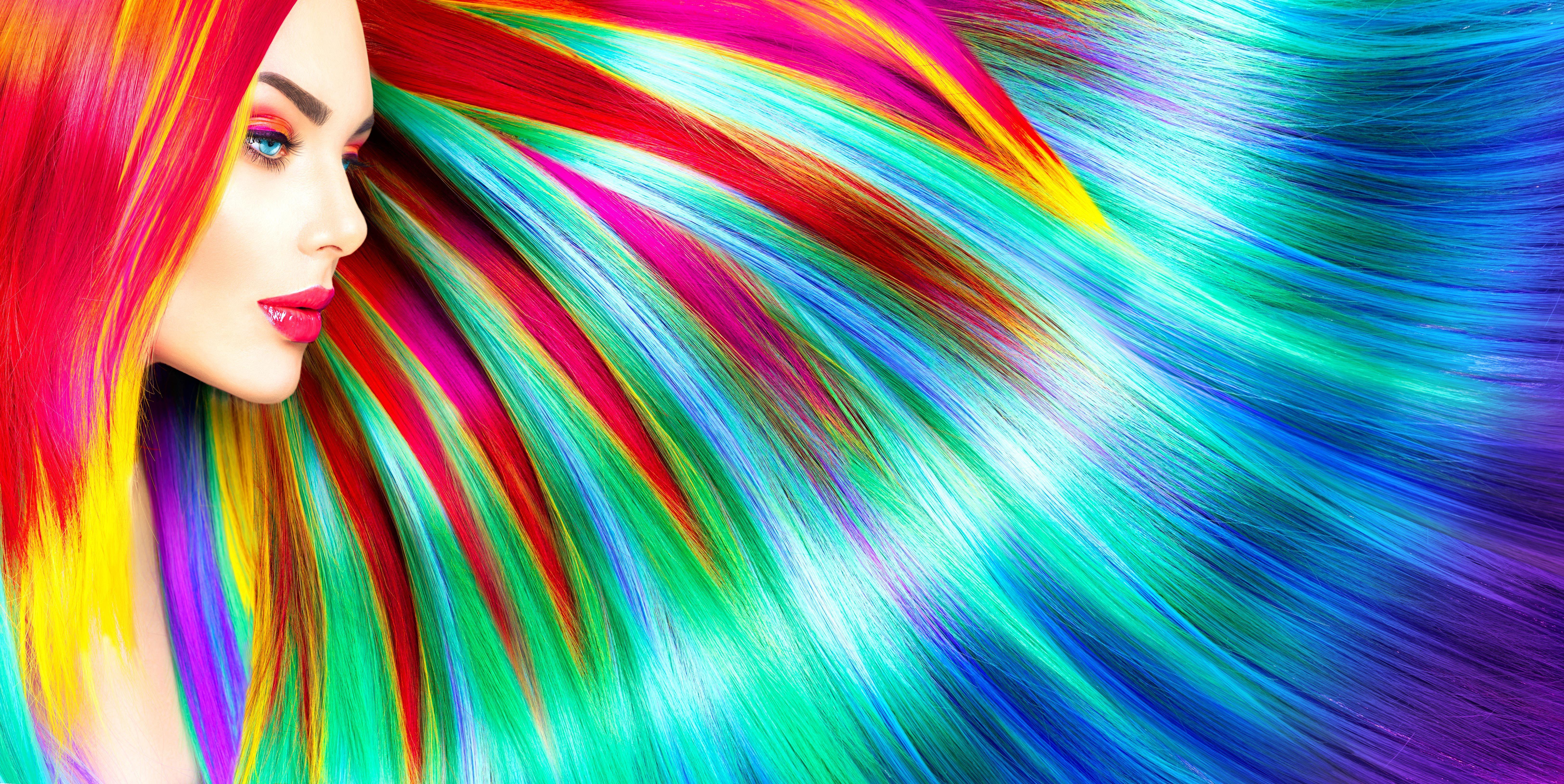 Rainbow Colorful Girl Hairs 5k, HD Abstract, 4k Wallpaper, Image