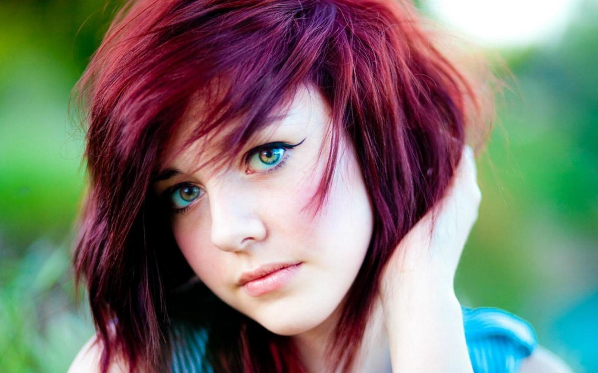 women dyed hair looking at viewer piercing eyes wallpaper and background