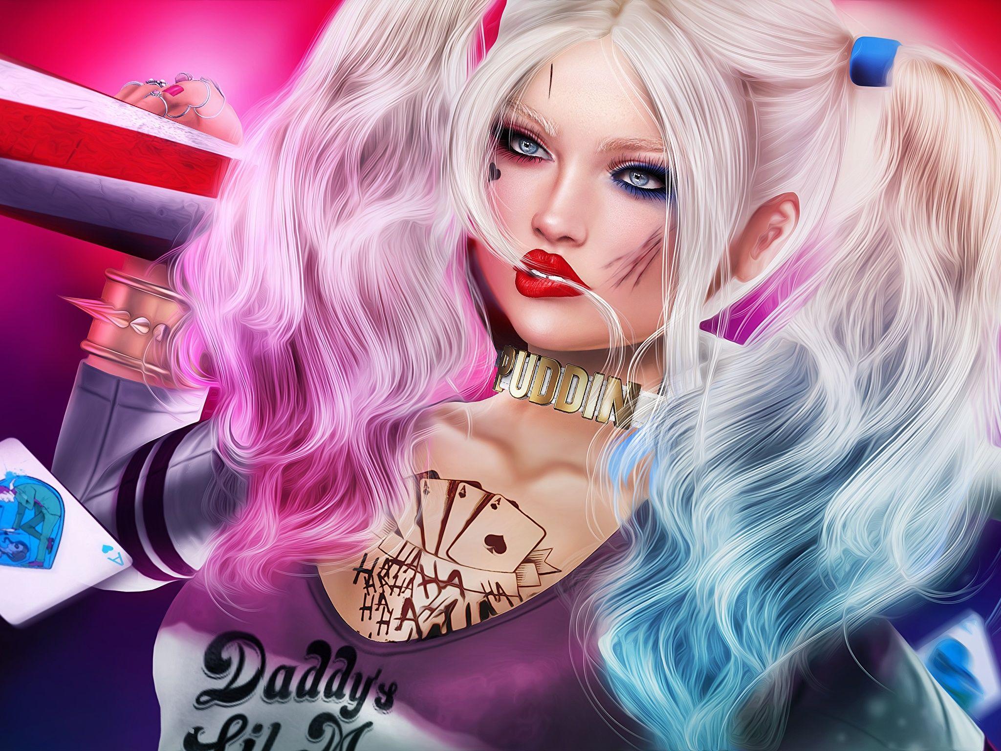 Wallpaper Blonde girl Harley Quinn hero Hair Girls 2048x1536