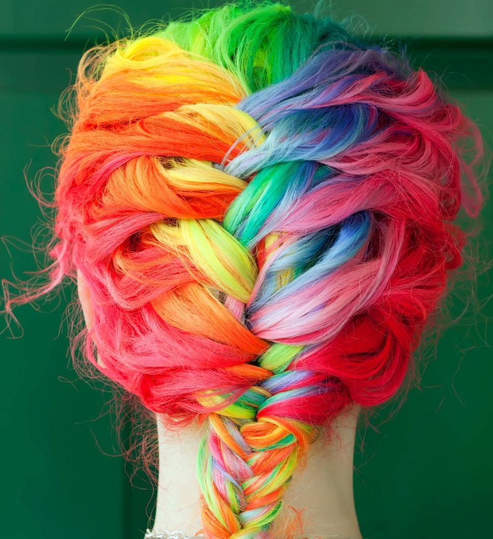 Colorful dyed hair braids girl wallpaper