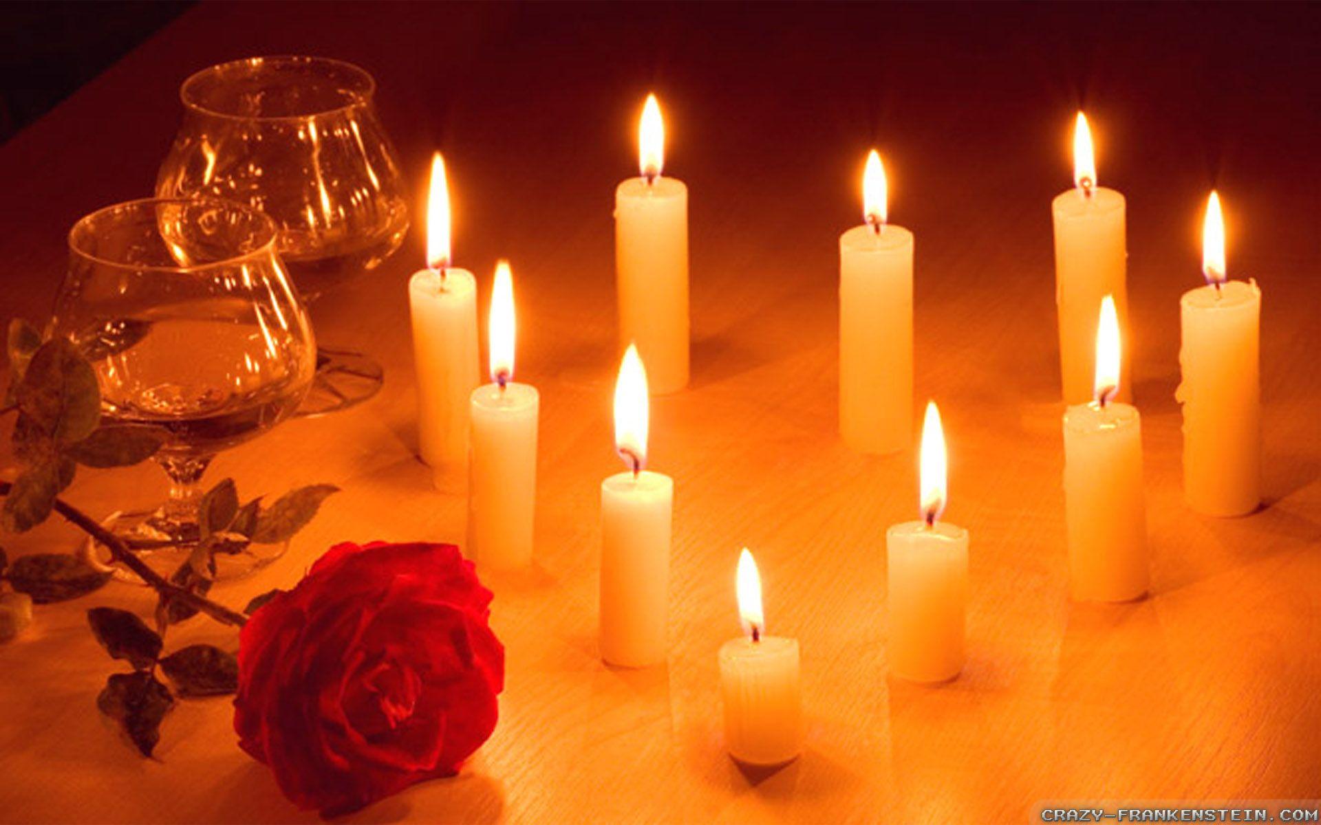 Group of Pin Romantic Candles Wallpaper