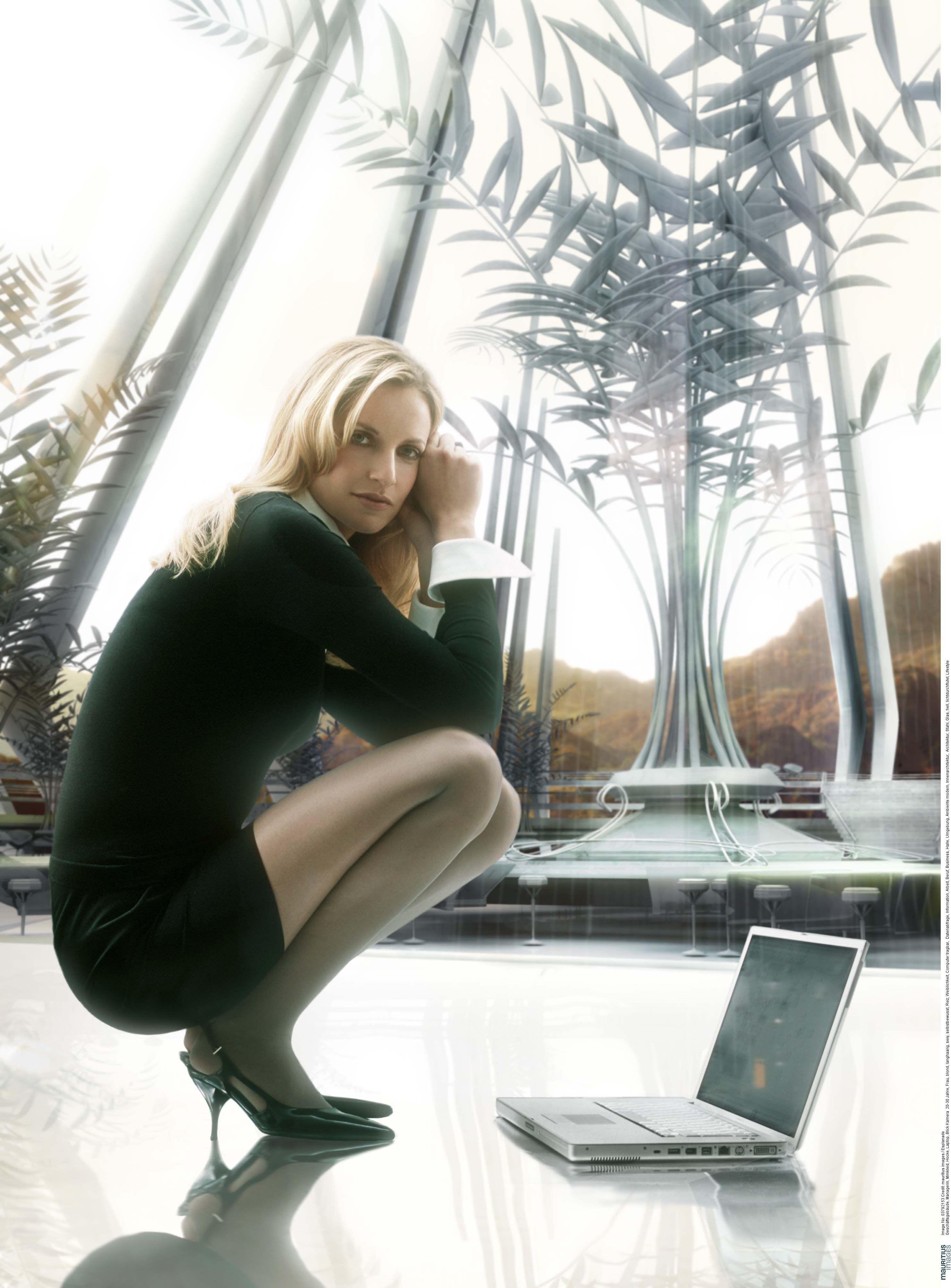 blondes, women, futuristic, future, laptops, high heels, secretary, science fiction wallpaper