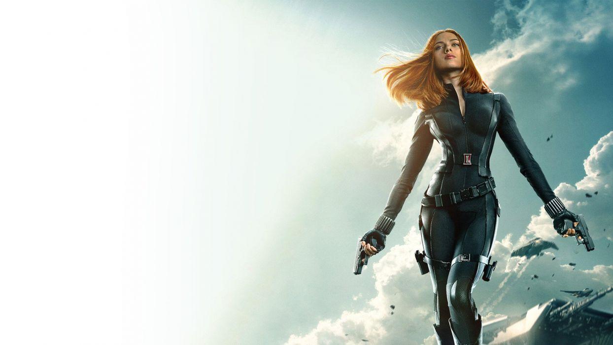 Scarlett Johansson Redhead Captain America Winter Soldier Handgun