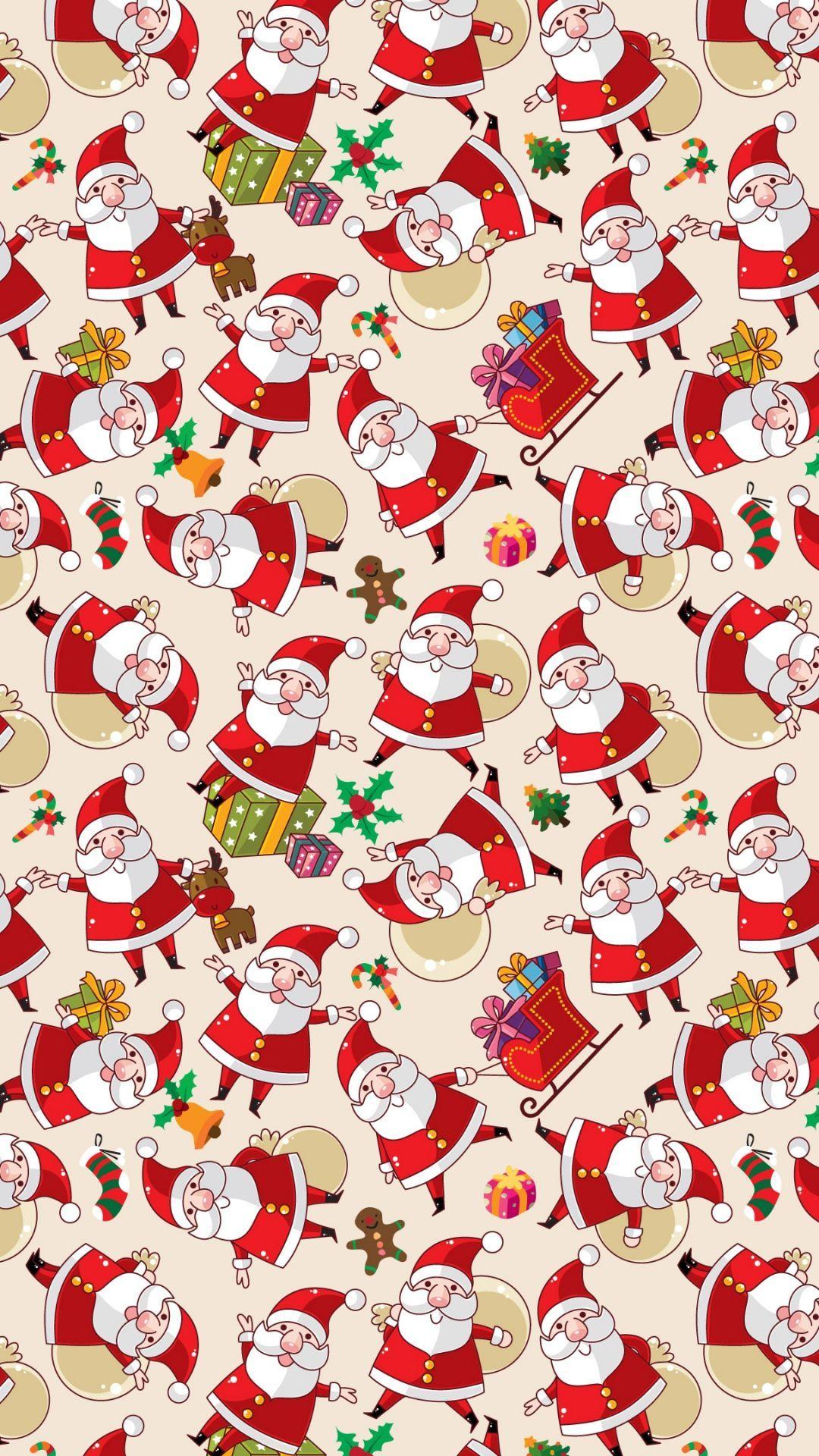 Santa Claus Pattern Texture Background #iPhone #plus #wallpaper
