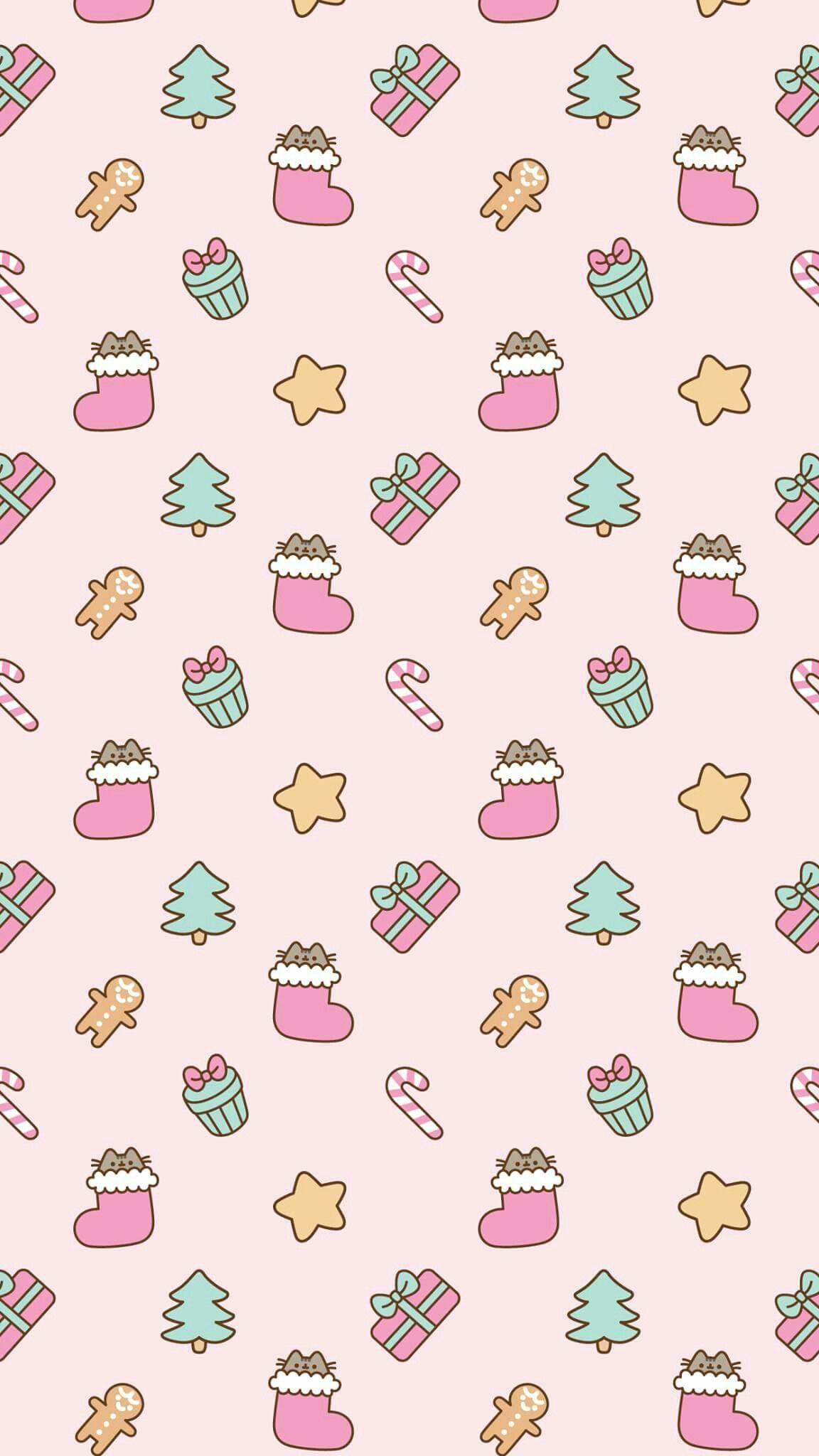 Pusheen Christmas. make merry. iPhone wallpaper, Wallpaper