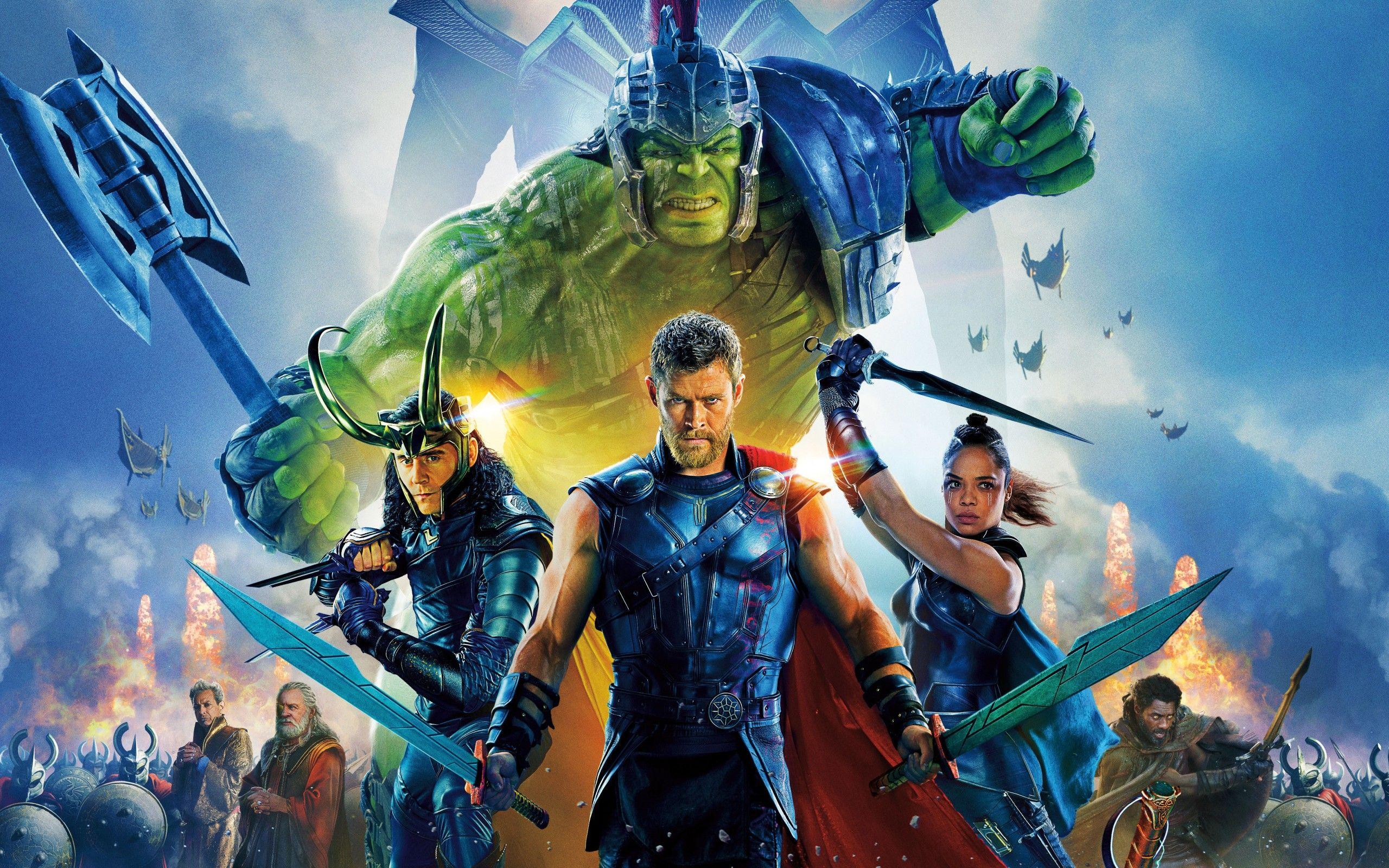 Download 2560x1600 Thor: Ragnarok, Valkyrie, Loki, Hulk Wallpaper