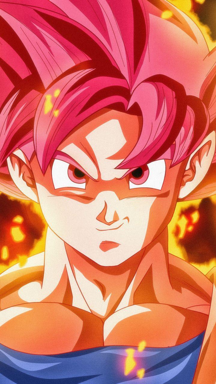 Super Saiyan god, Goku, dragon ball, red head, 720x1280 wallpaper