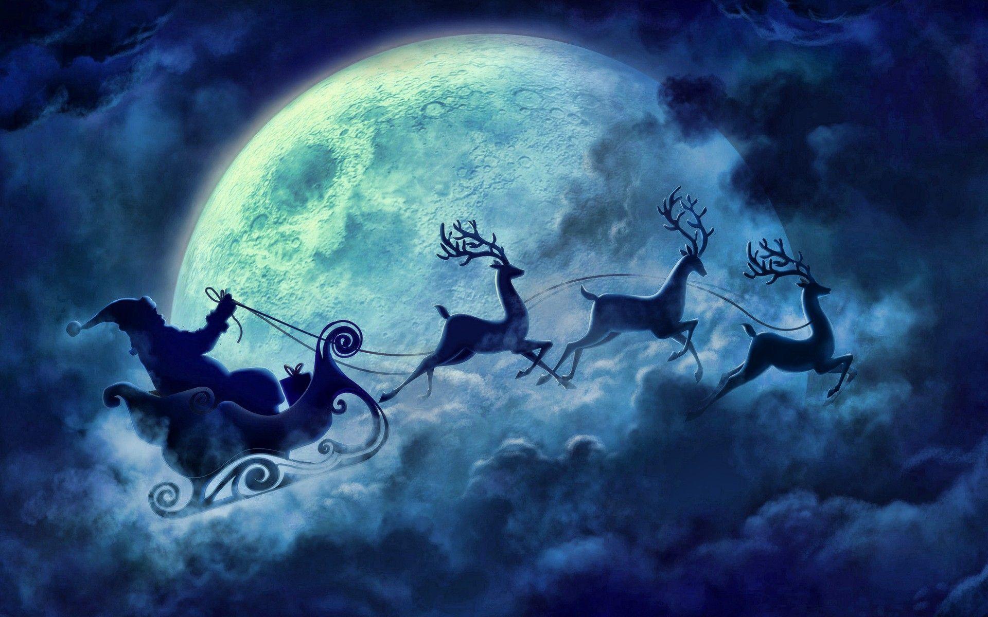 Night Christmas Cloud Santa skies 1920x1200 Wallpaper. Yule