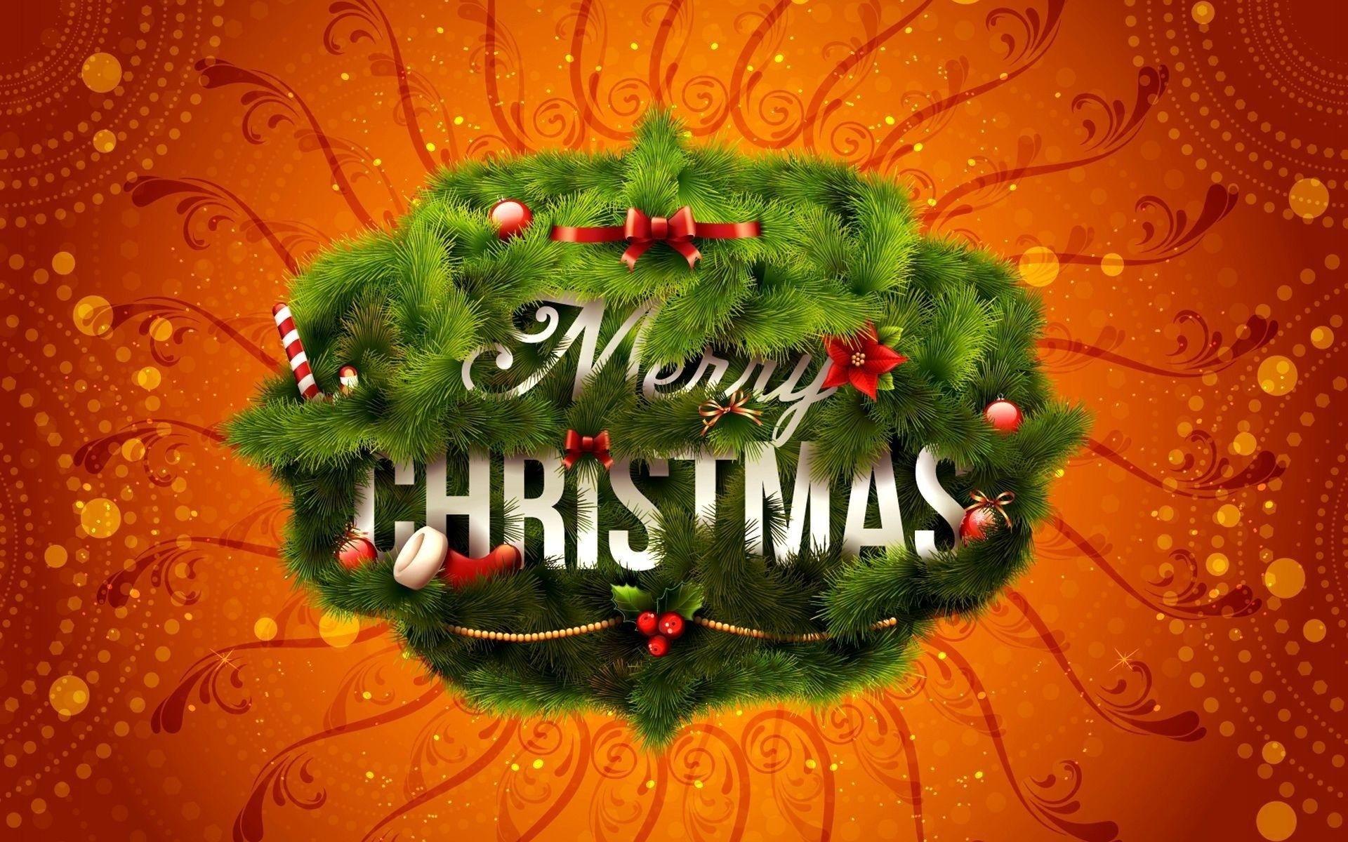 Merry Christmas Wreath. Android wallpaper for free