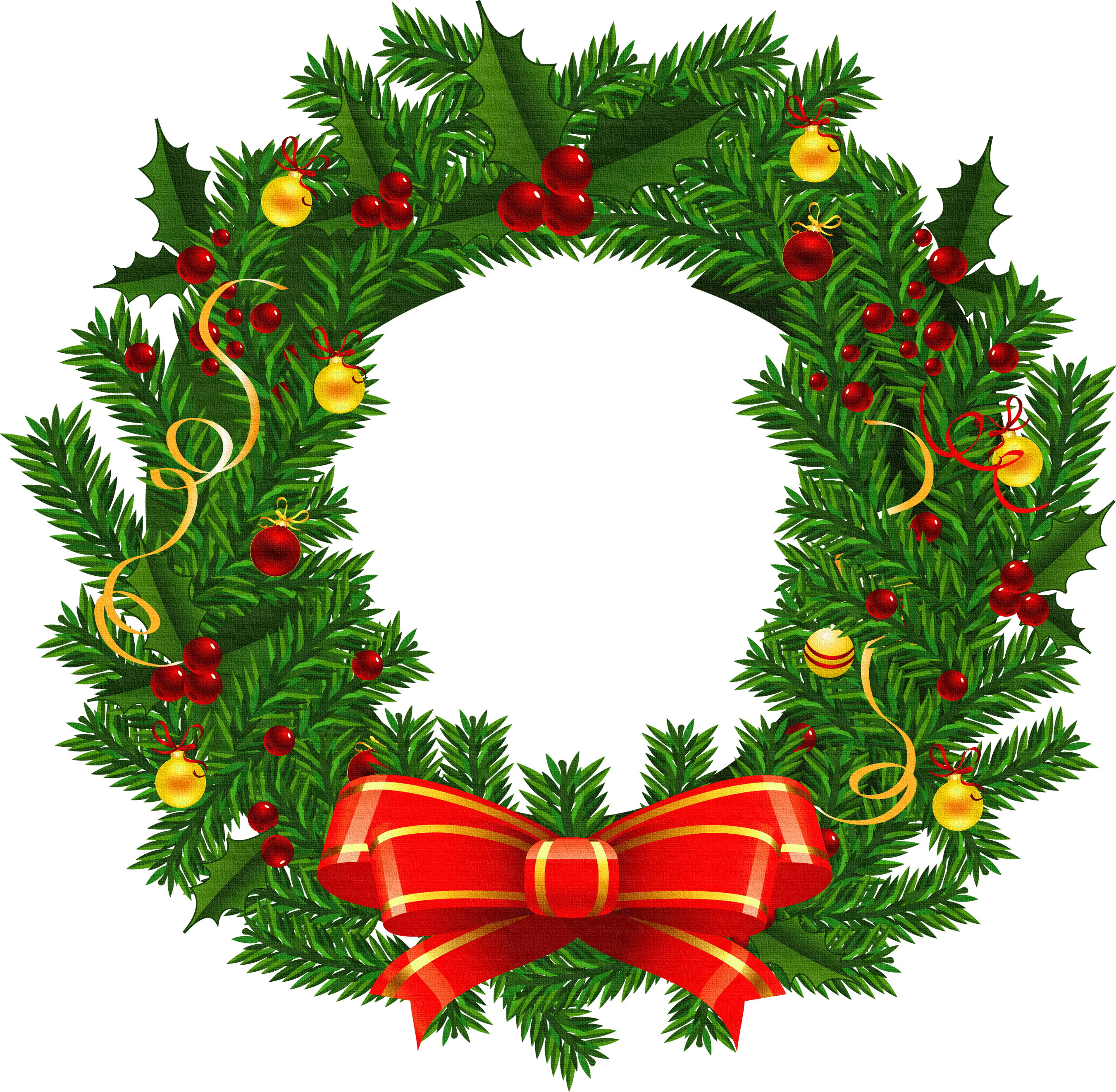 Large Transparent Christmas Wreath PNG Picture