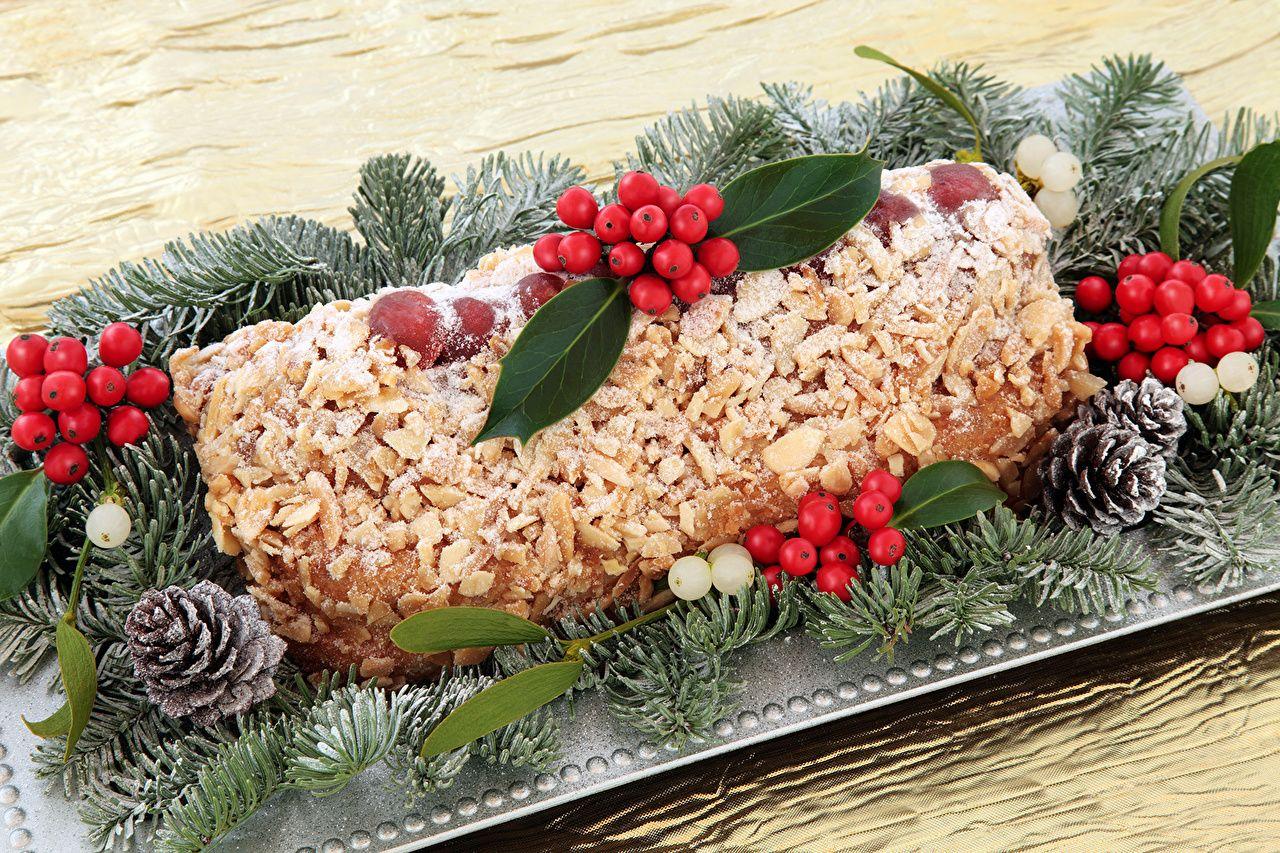 Wallpaper Swiss roll New year Food Branches Baking Holidays