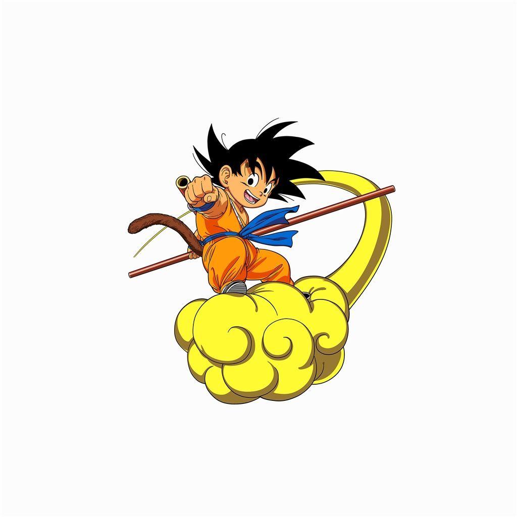 Dragonball Goku Cloud Fly Anime Art Illust White #retina #iPad #Air