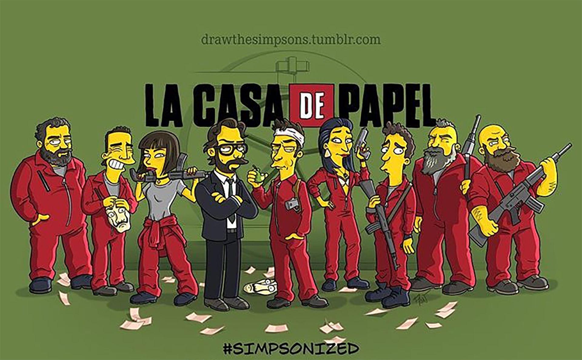 Los actores de La Casa de Papel, personificados como Los Simpson