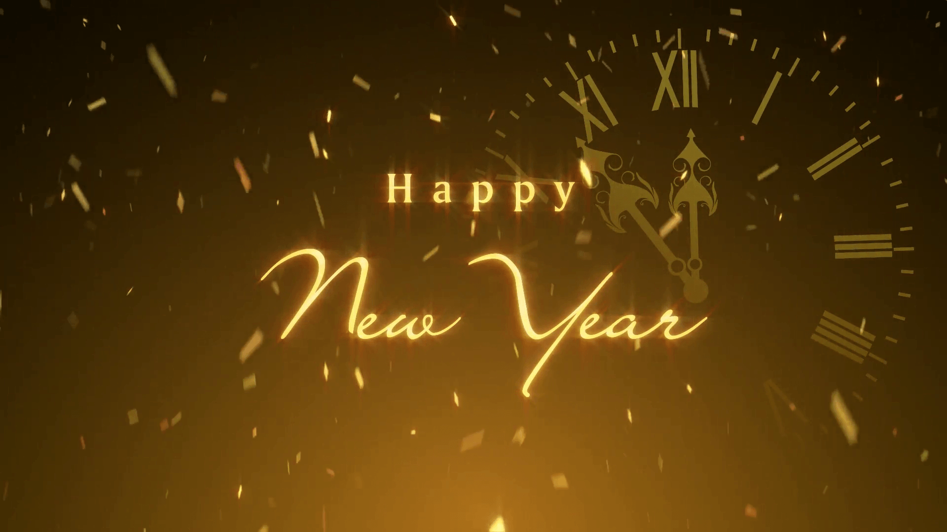Happy New Year Background with Clock Motion Background
