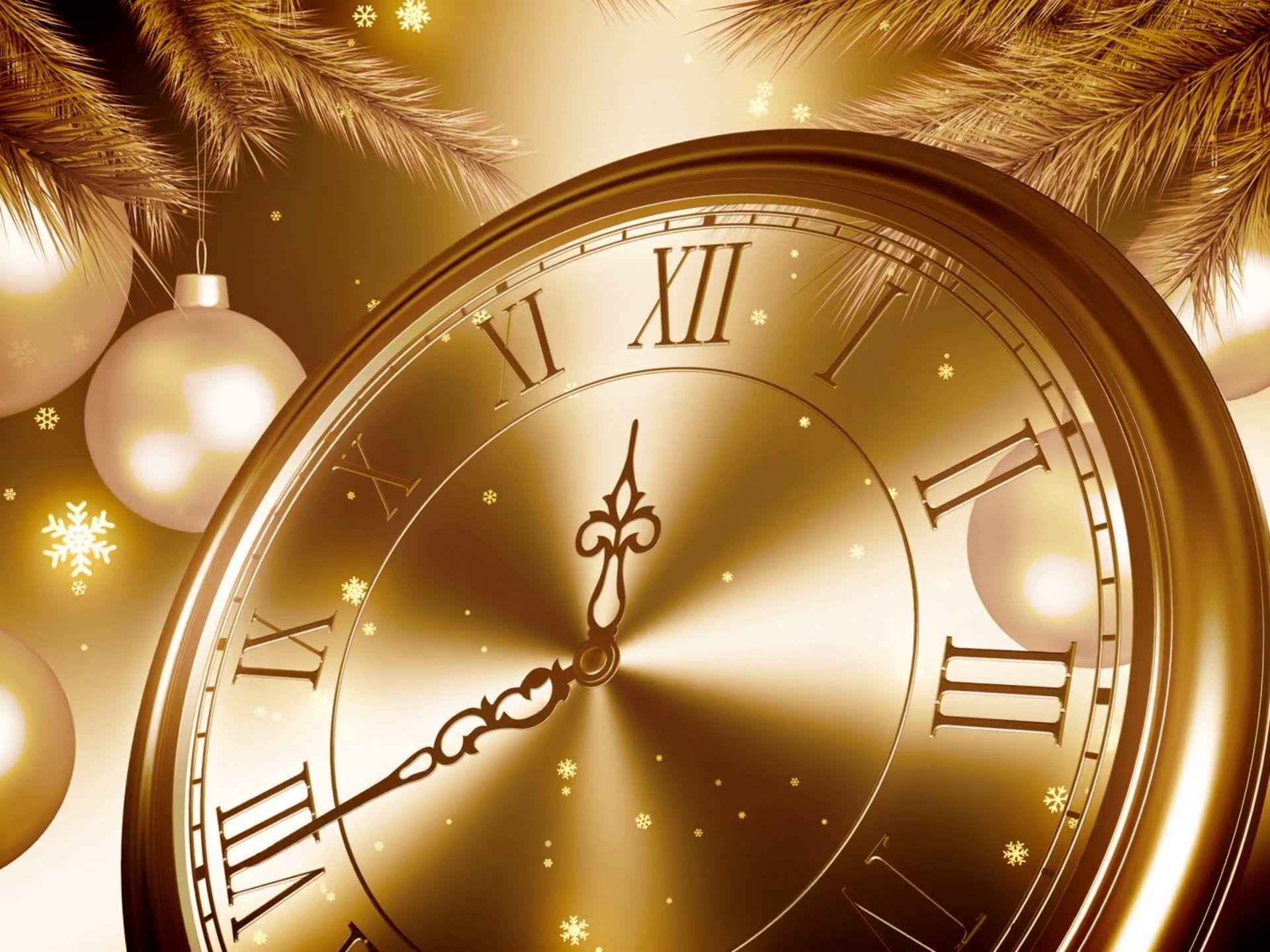 Happy New Year 2019 Golden Clock Countdown In New Year's Eve Desktop