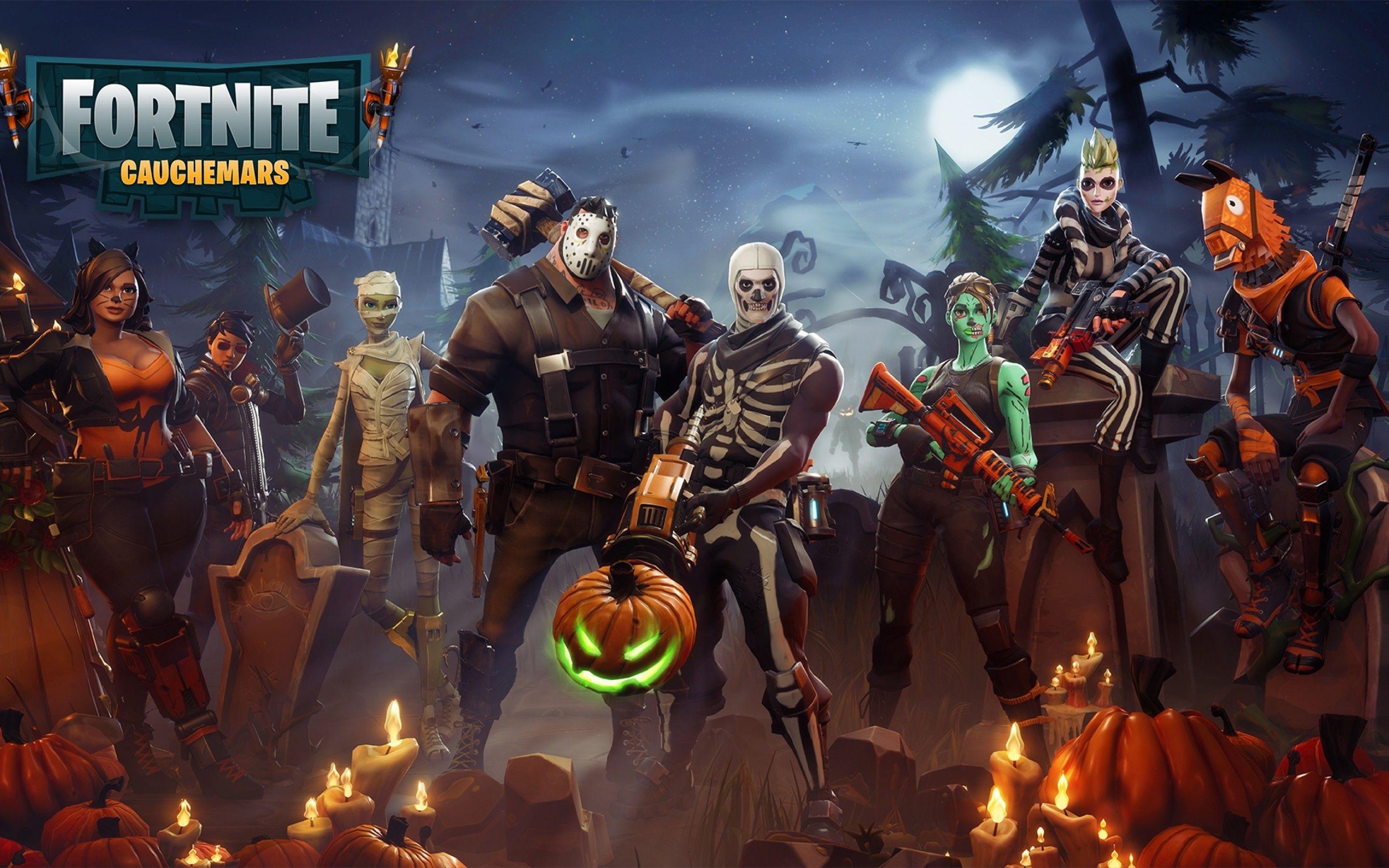 Download 2880x1800 Fortnite Cauchemars, Pumpkins, Artwork Wallpaper