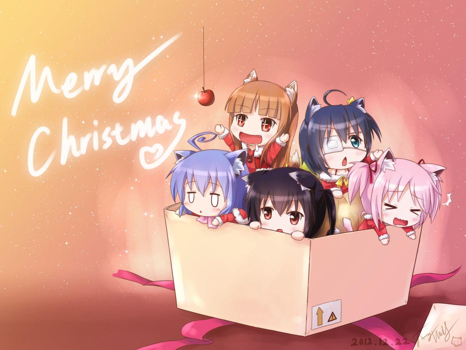 acchi kocchi animal ears catgirl chibi christmas chuunibyou demo koi