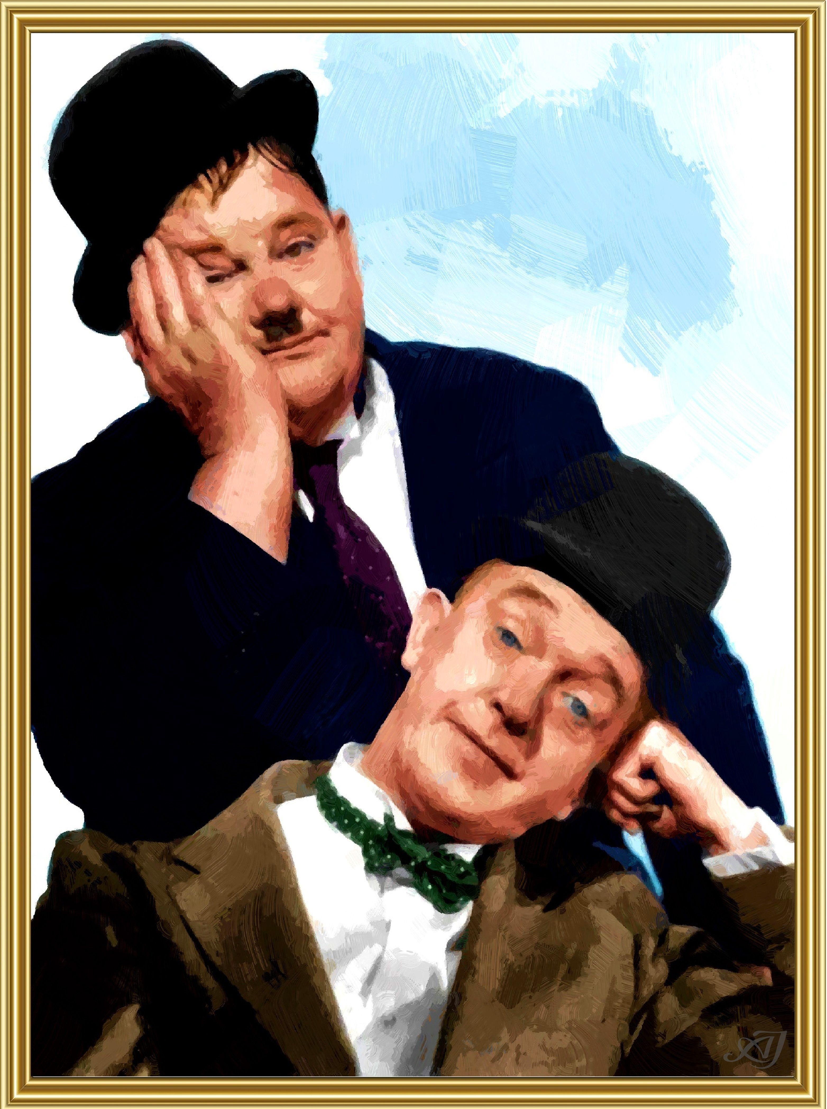 L & H Painting # 13 Wallpaper 074. Stan laurel