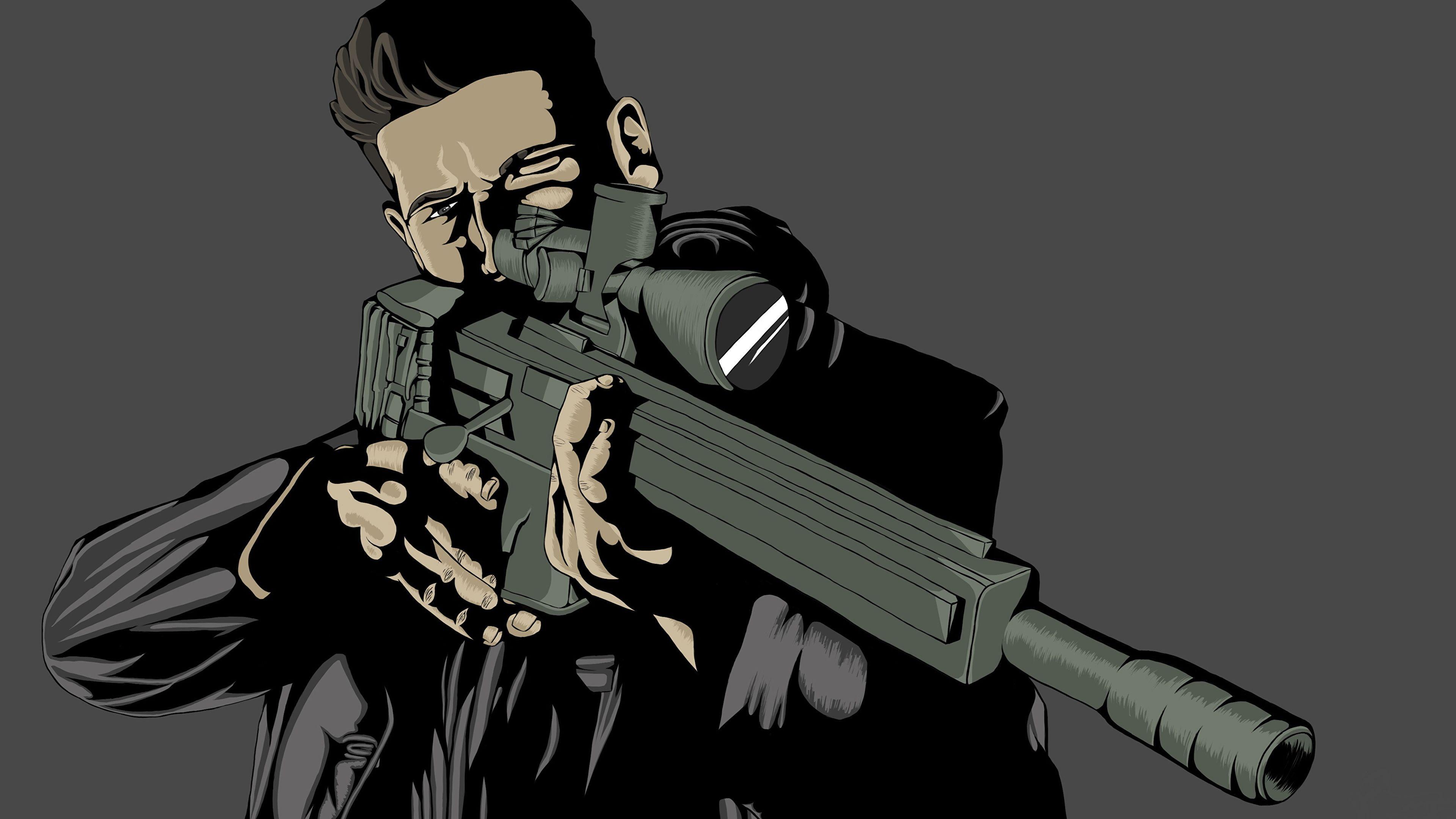 Photos Sniper rifle Snipers Heroes comics Man Daredevil, 3840x2160