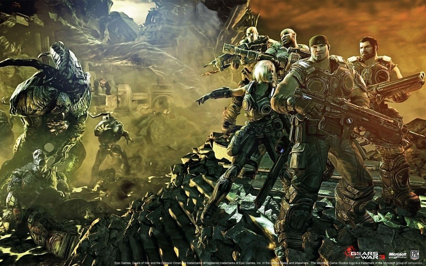 Download wallpaper 1440x900 gears of war, characters, soldiers