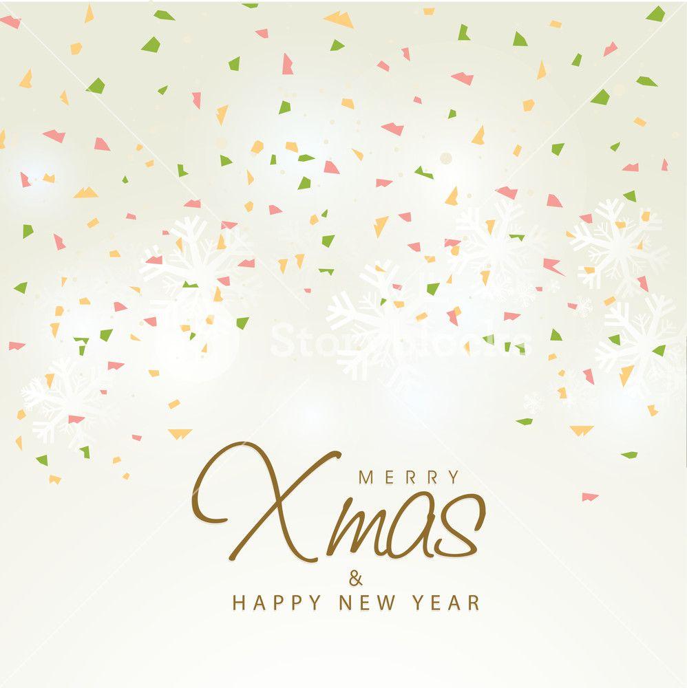 Colorful confetti decorated beautiful greeting card design for Merry