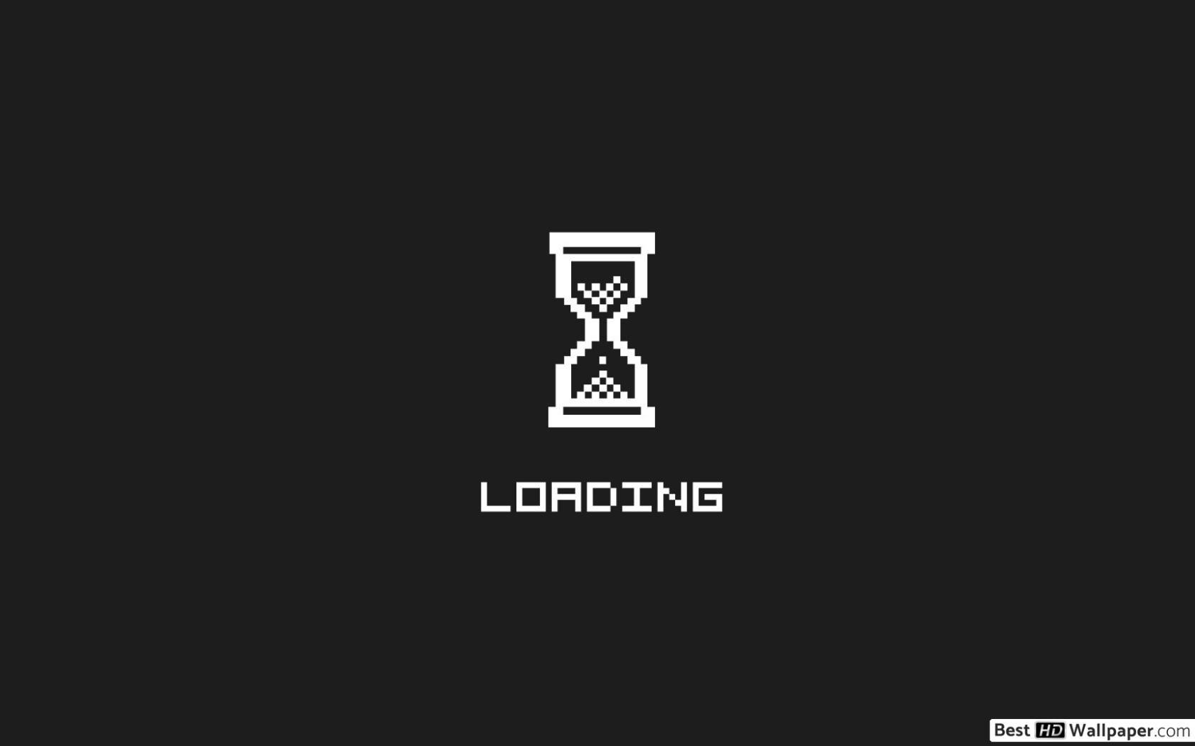 Black and white pixel loading hourglass HD wallpaper download