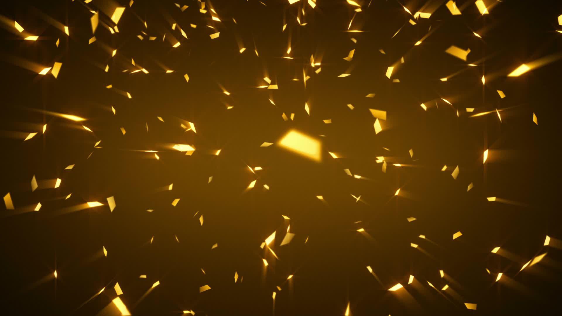 Stock Video: Gold shiny confetti background loop
