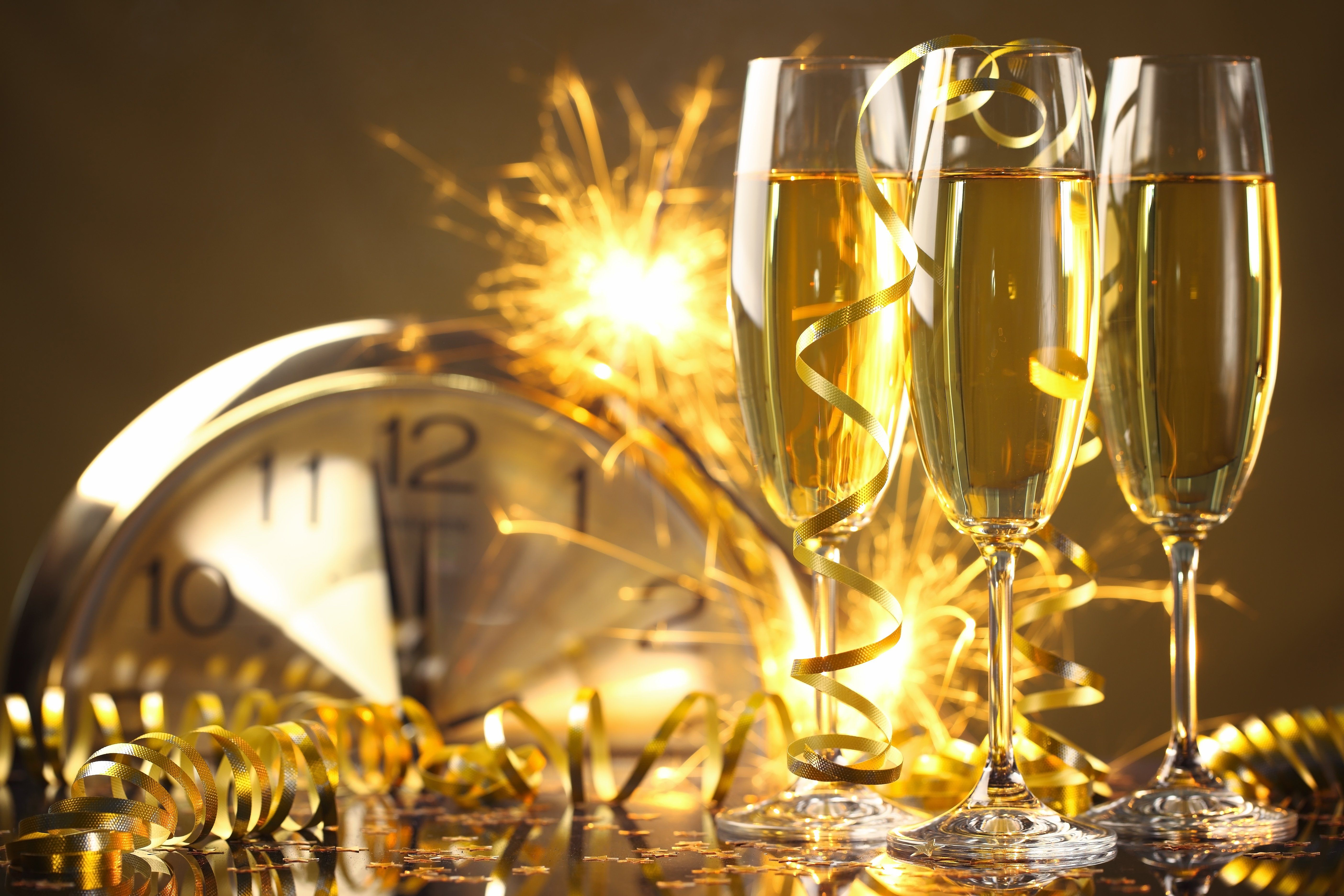 Happy New Year champagne golden celebration holiday New Year