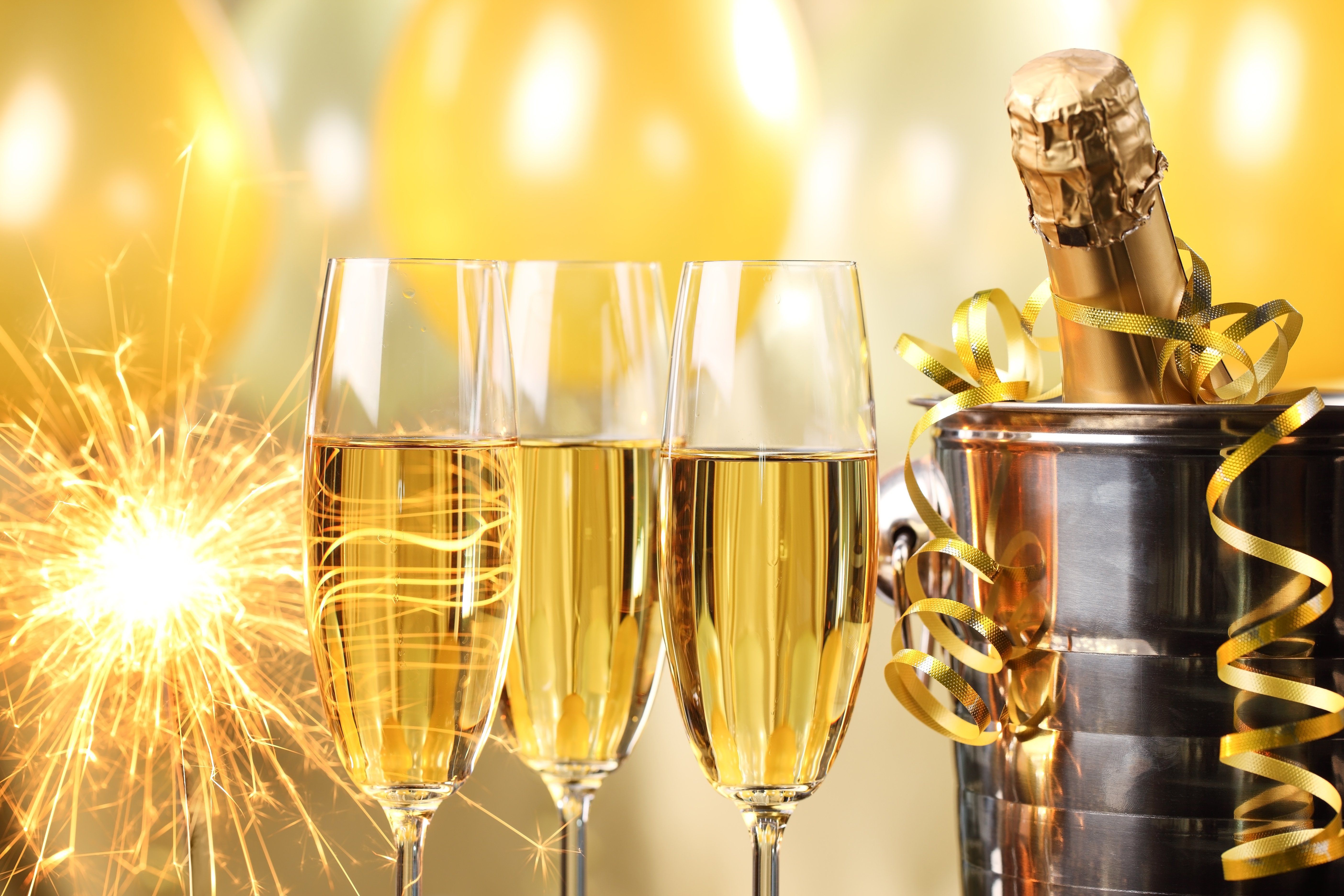 Happy New Year champagne golden celebration holiday New Year