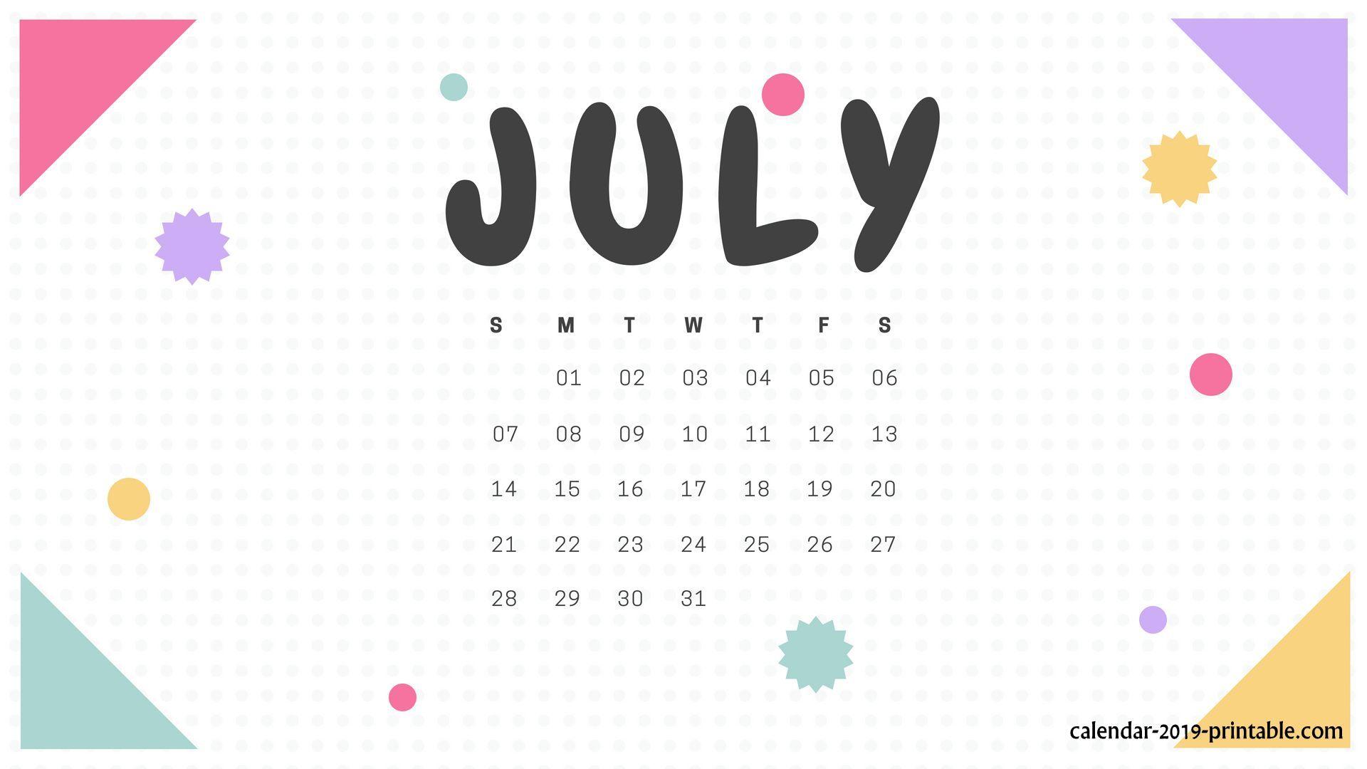 july 2019 calendar wallpaper. Calendar 2019 Wallpaper