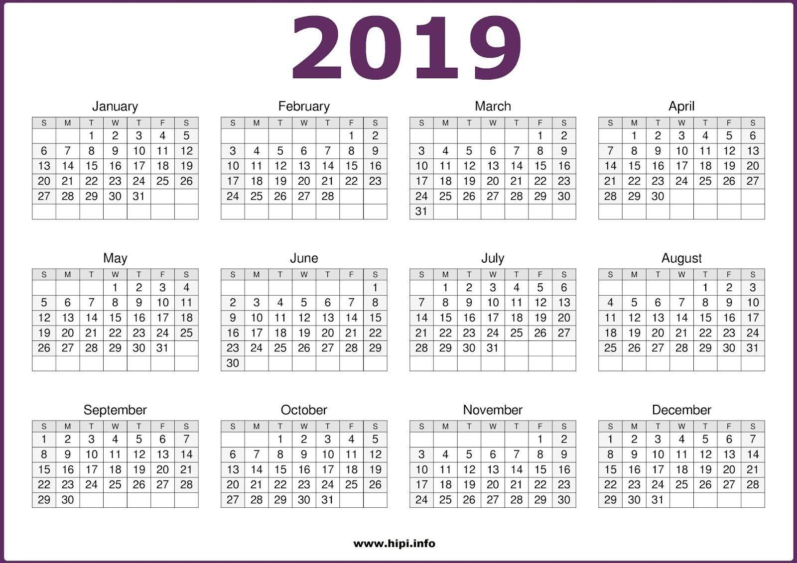 Printable A4 Calendar 2019 Twitter Headers Covers Wallpaper