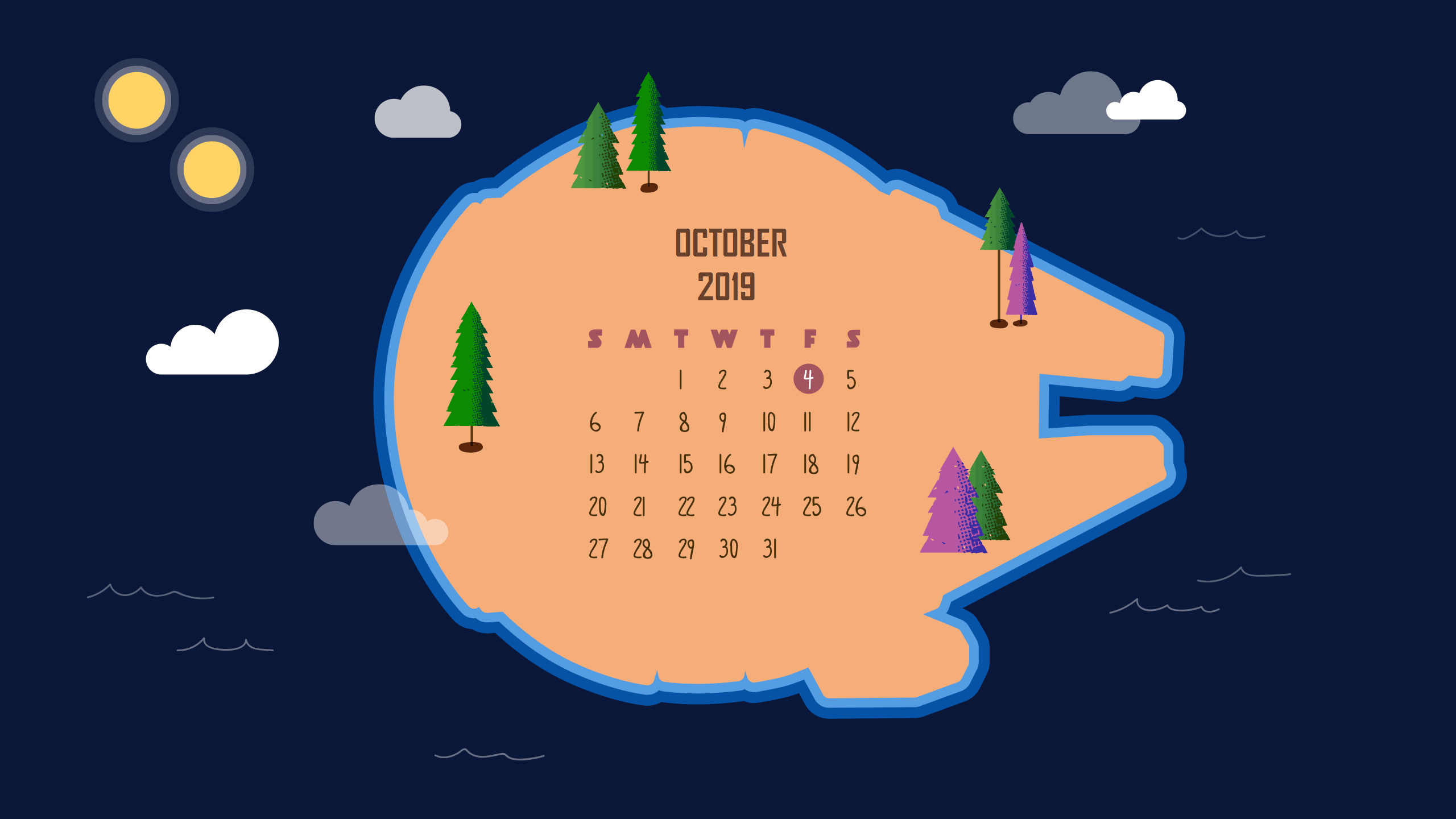 Monthly Desktop Calendar 2019 Wallpaper