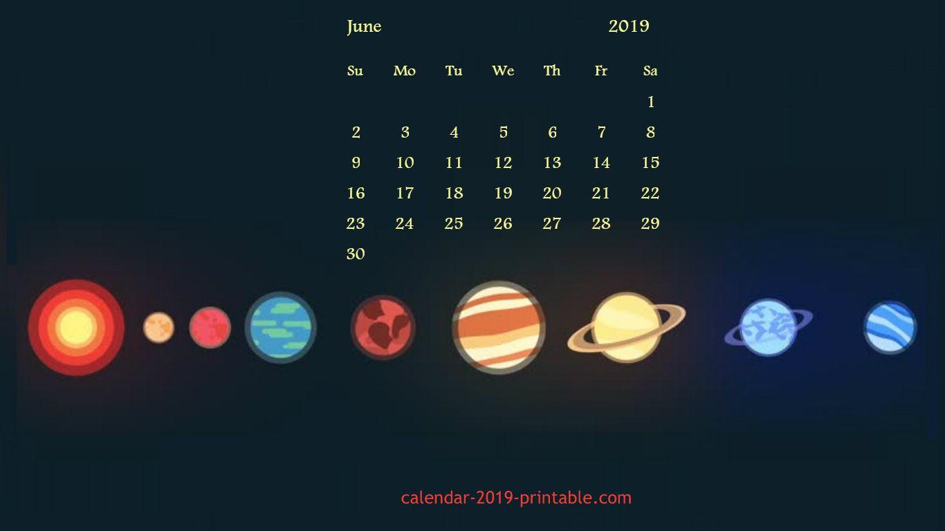 June 2019 Calendar Desktop Wallpaper. Calendar 2019 Printable