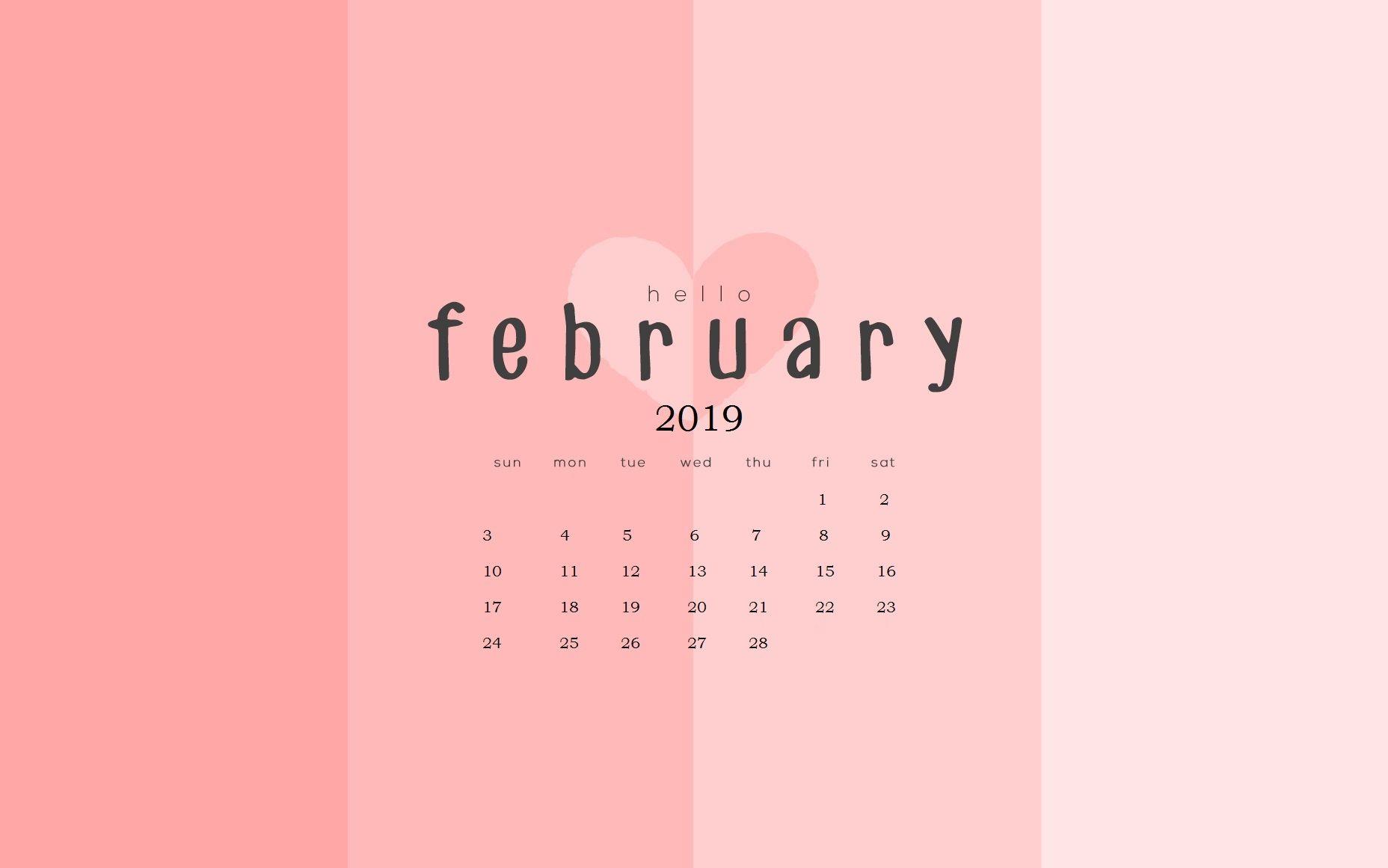 February 2019 Desktop Calendar. Calendar Printable