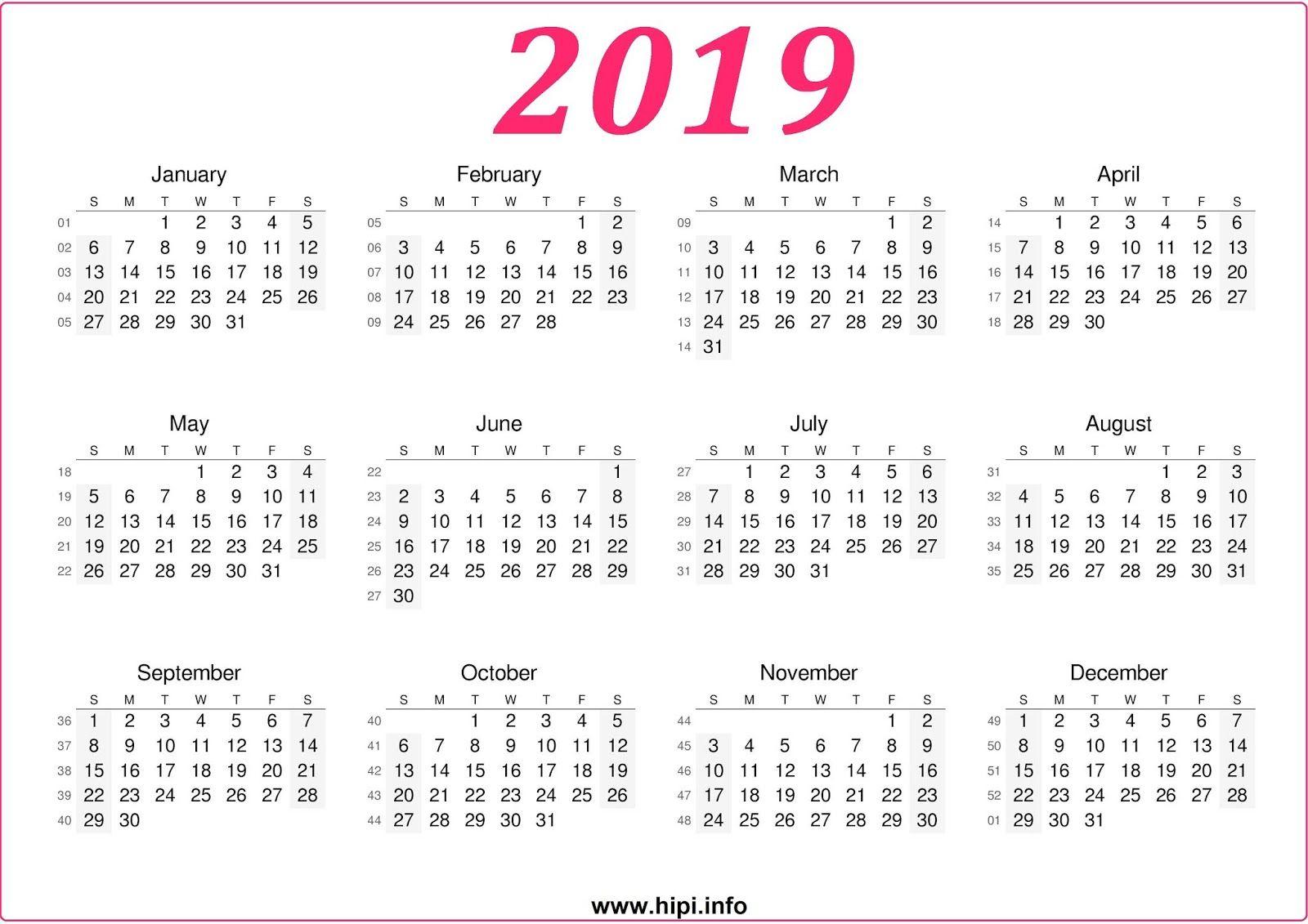 Calendar 2019 Download With Twitter Headers Facebook Covers