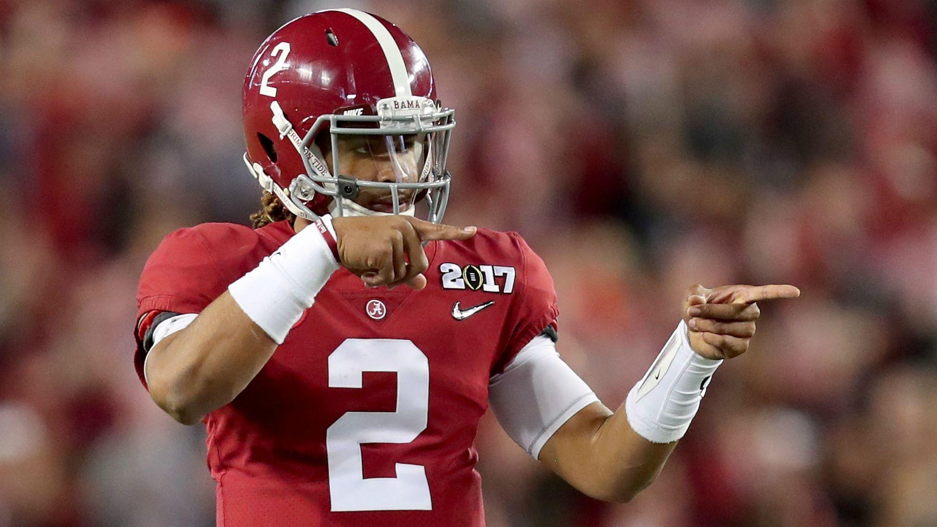 Jalen Hurts miracle scramble gives Alabama late lead. NCAA Football