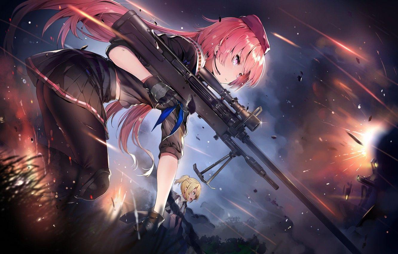 Wallpaper girl, weapons, anime, art, Girls Frontline image