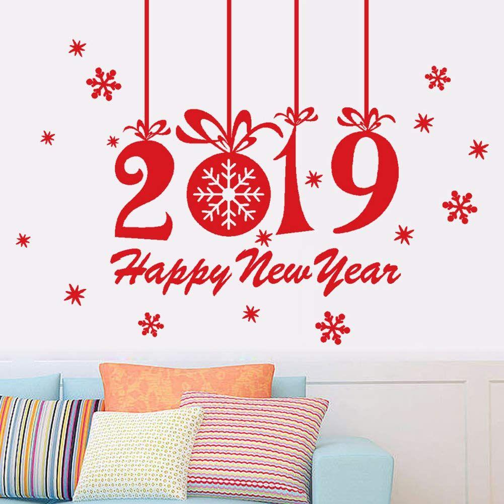 heaven2017 2019 Happy New Year Wall Sticker for Home Showcase Window