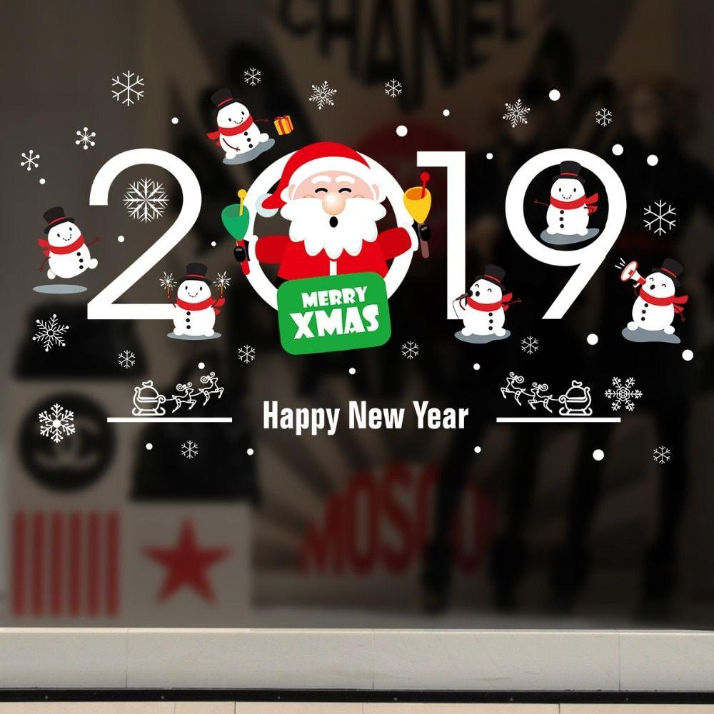 DIY Christmas Happy New Year Wall Stickers Cartoon Christmas Socks
