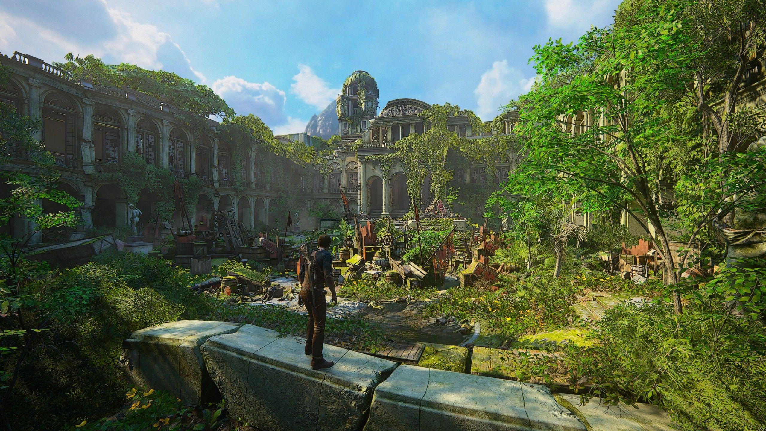 Download 2560x1440 Uncharted 4: A Thief's End, Ruins, Green