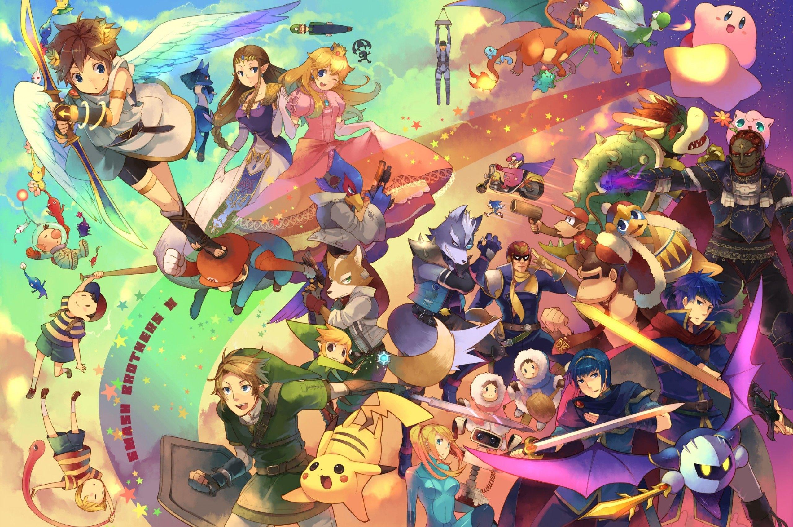 Download 2560x1700 Anime Crossover, Zelda, Pikachu, Pokemon, Mario